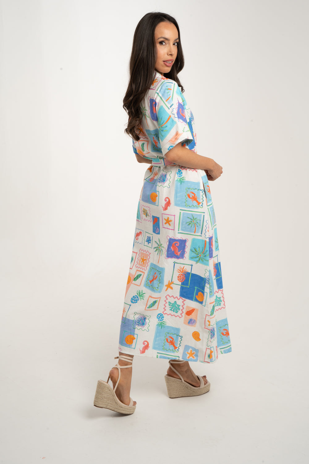 Marine Life Swiss Cotton Shirt Dress