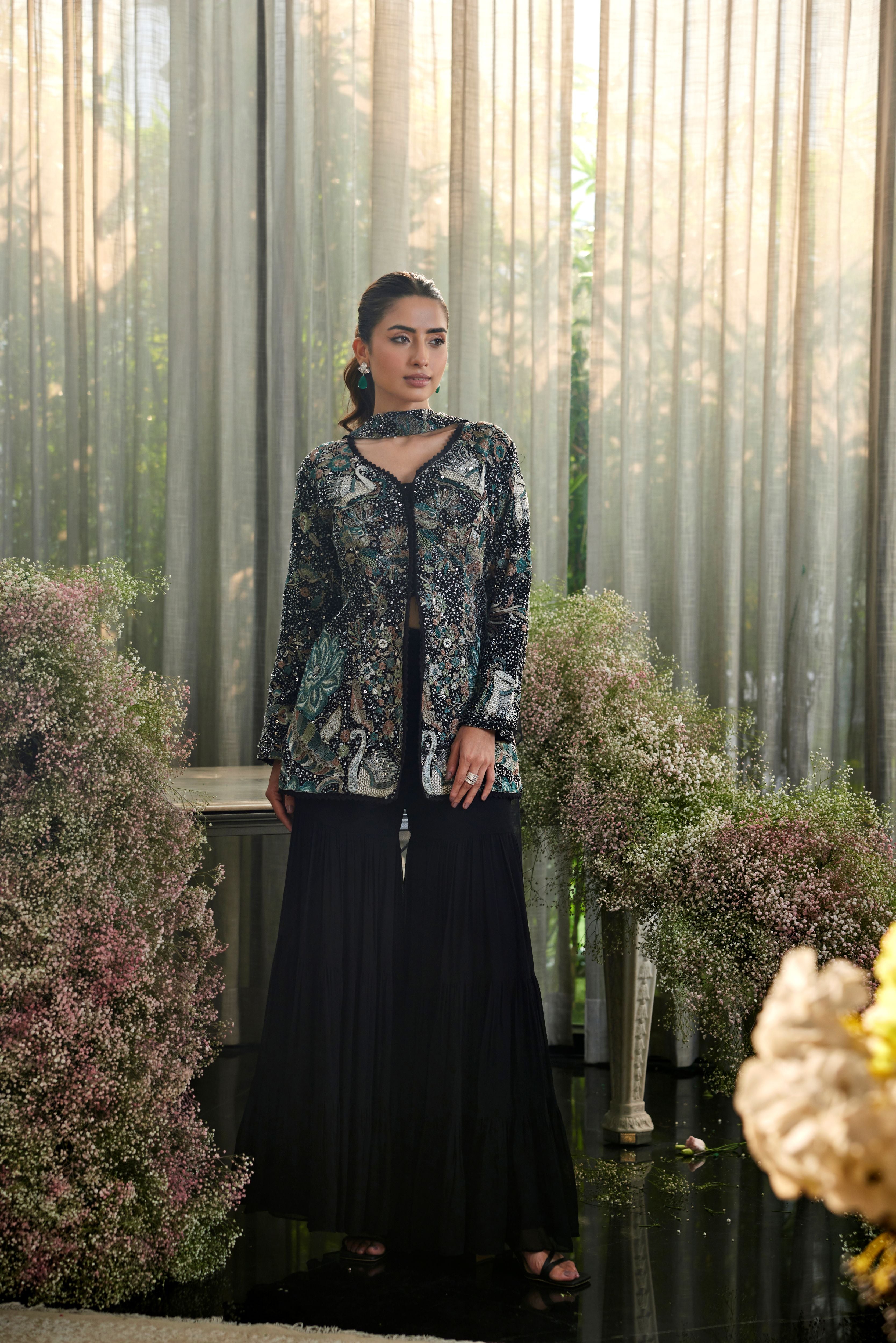 Midnight Glimmer Sharara Set
