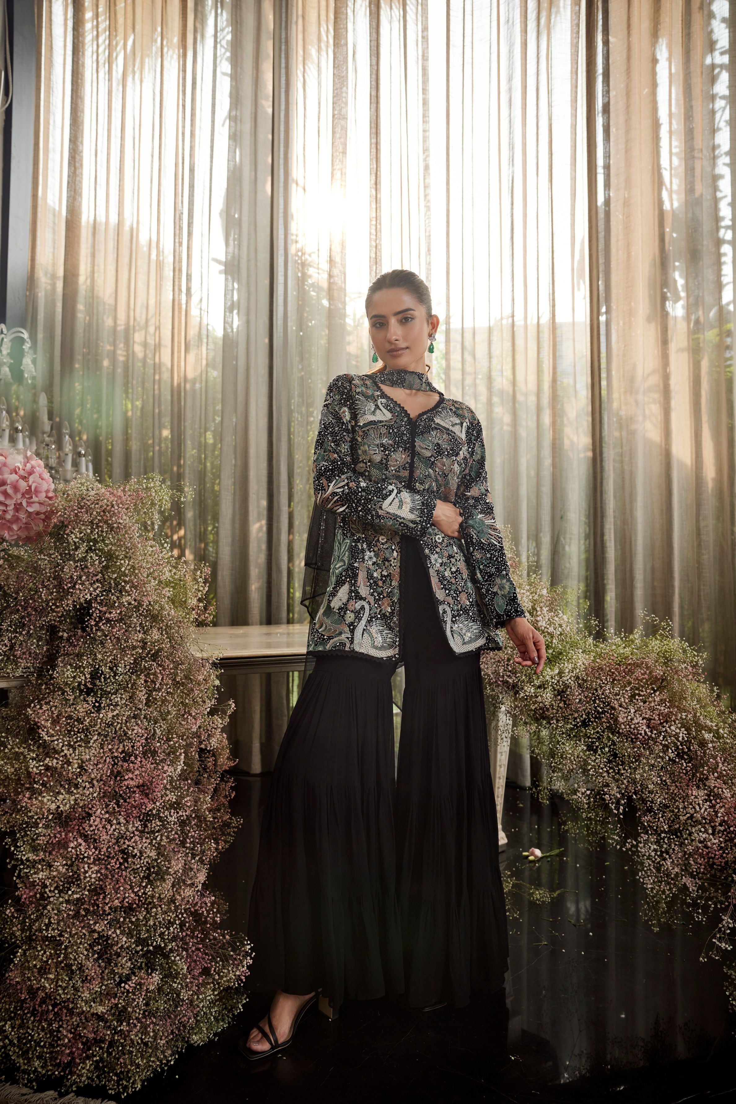 Midnight Glimmer Sharara Set