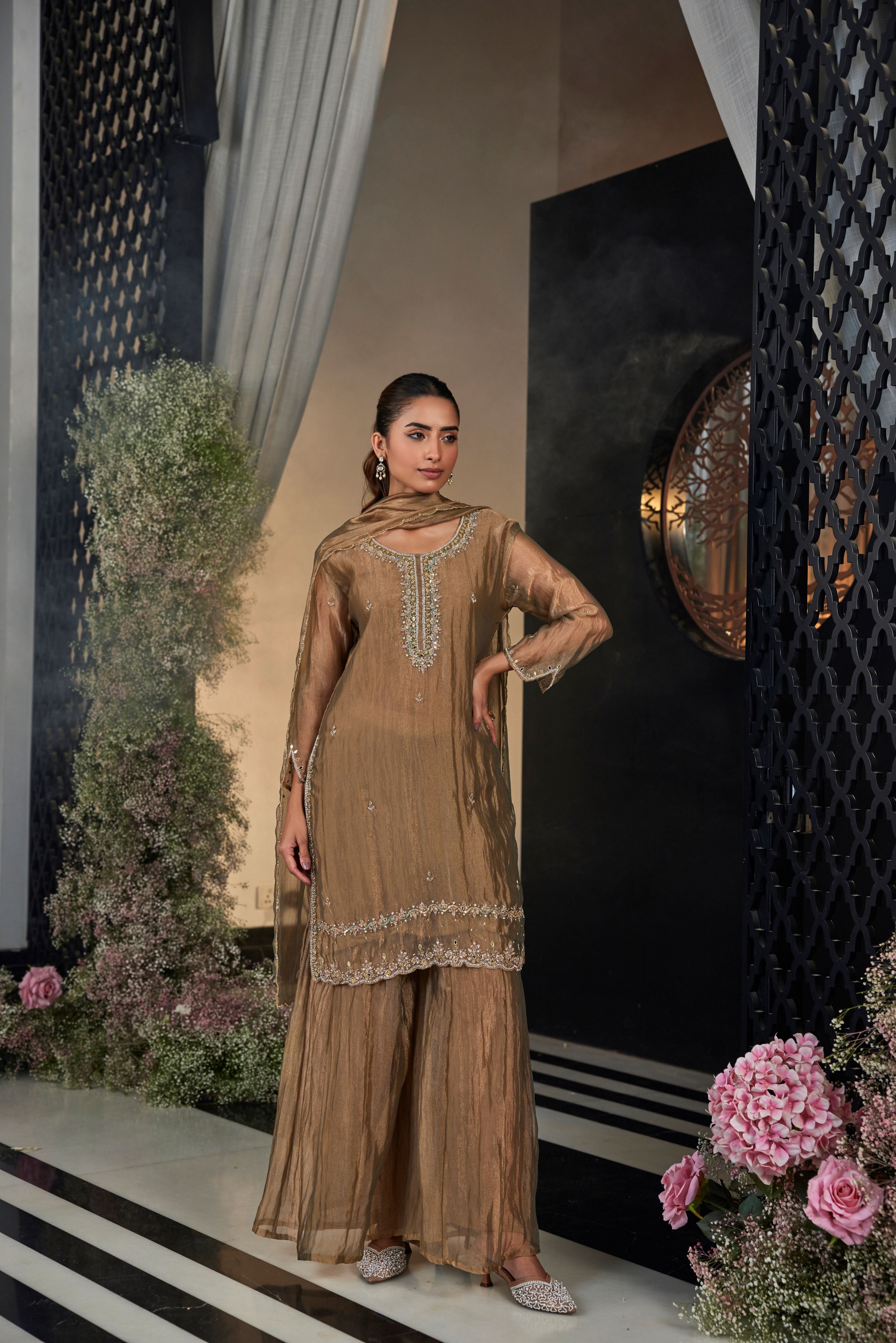 Earthy Brown Palazzo Set