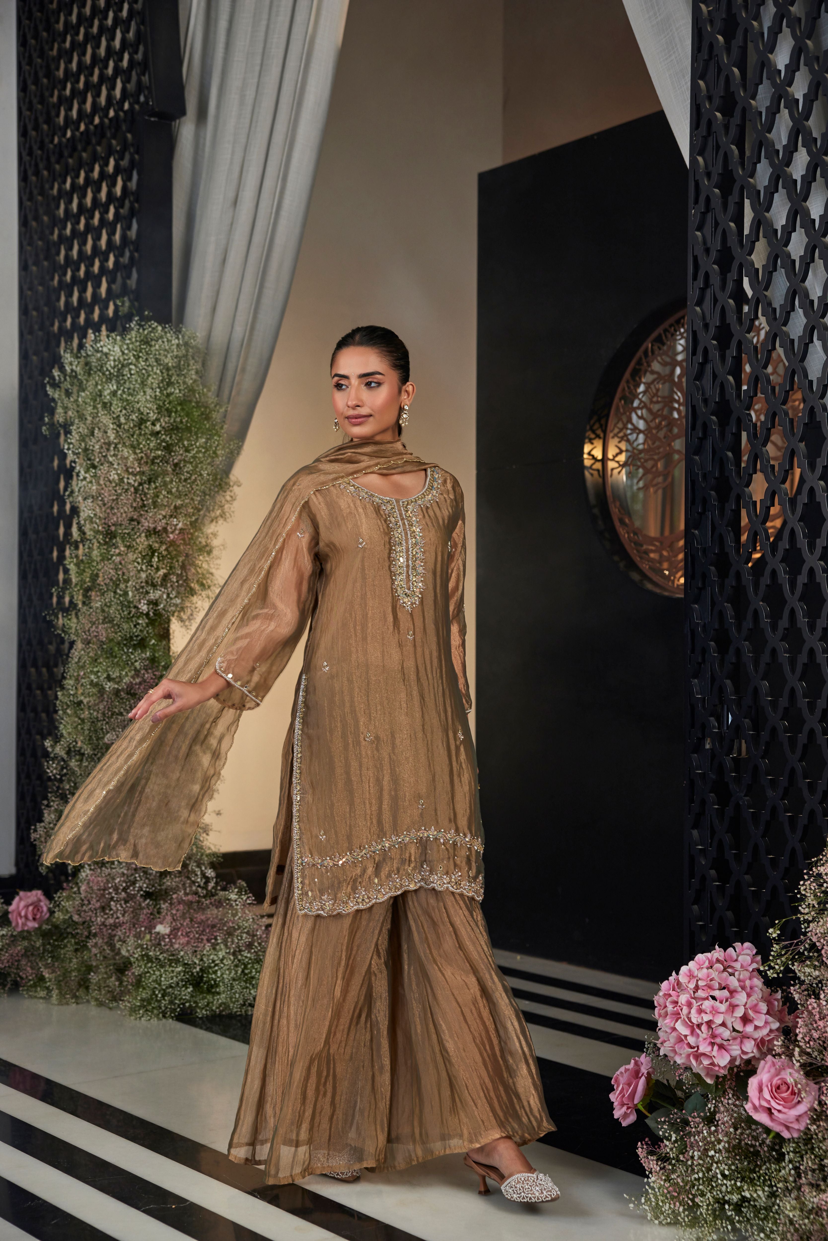 Earthy Brown Palazzo Set