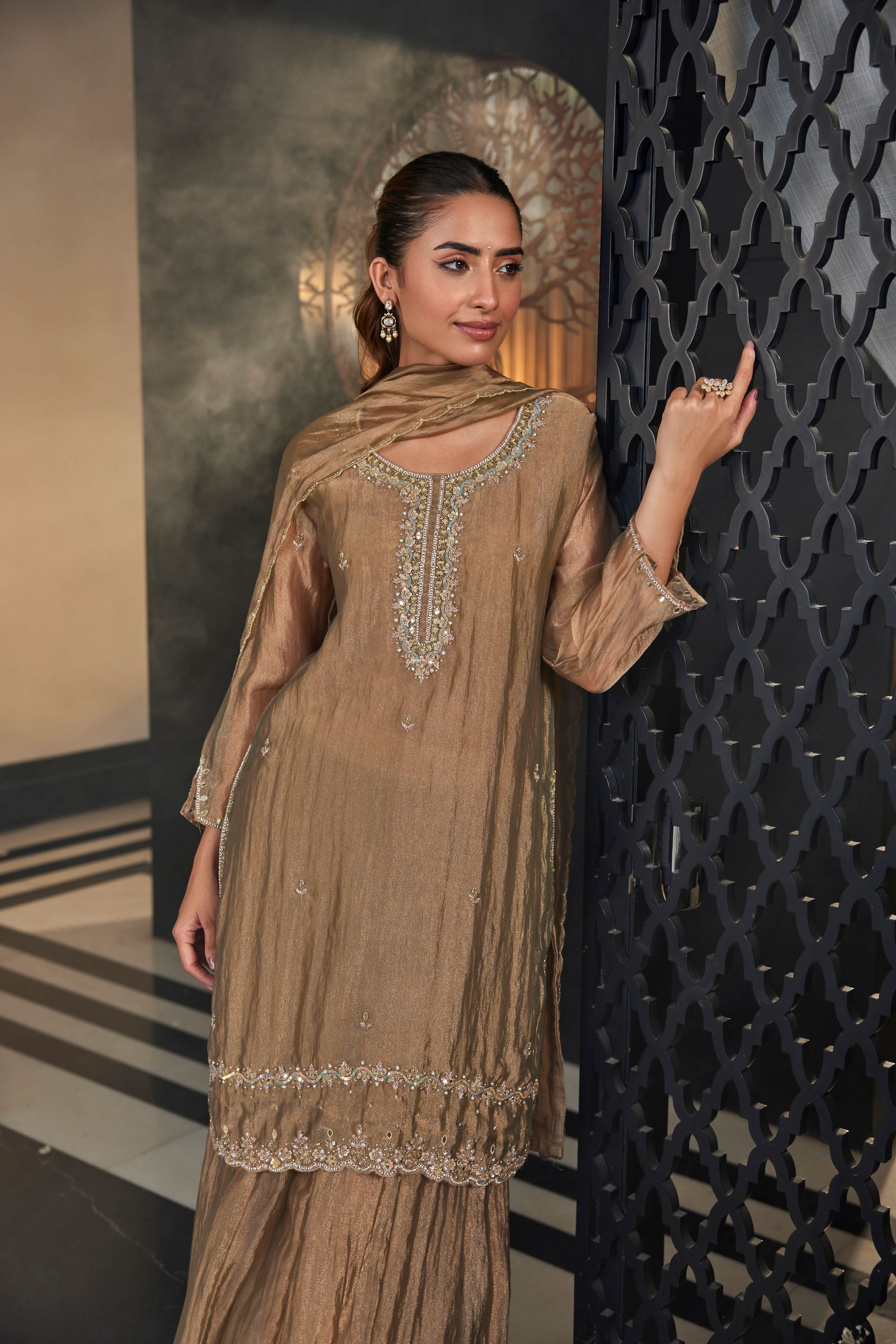 Earthy Brown Palazzo Set