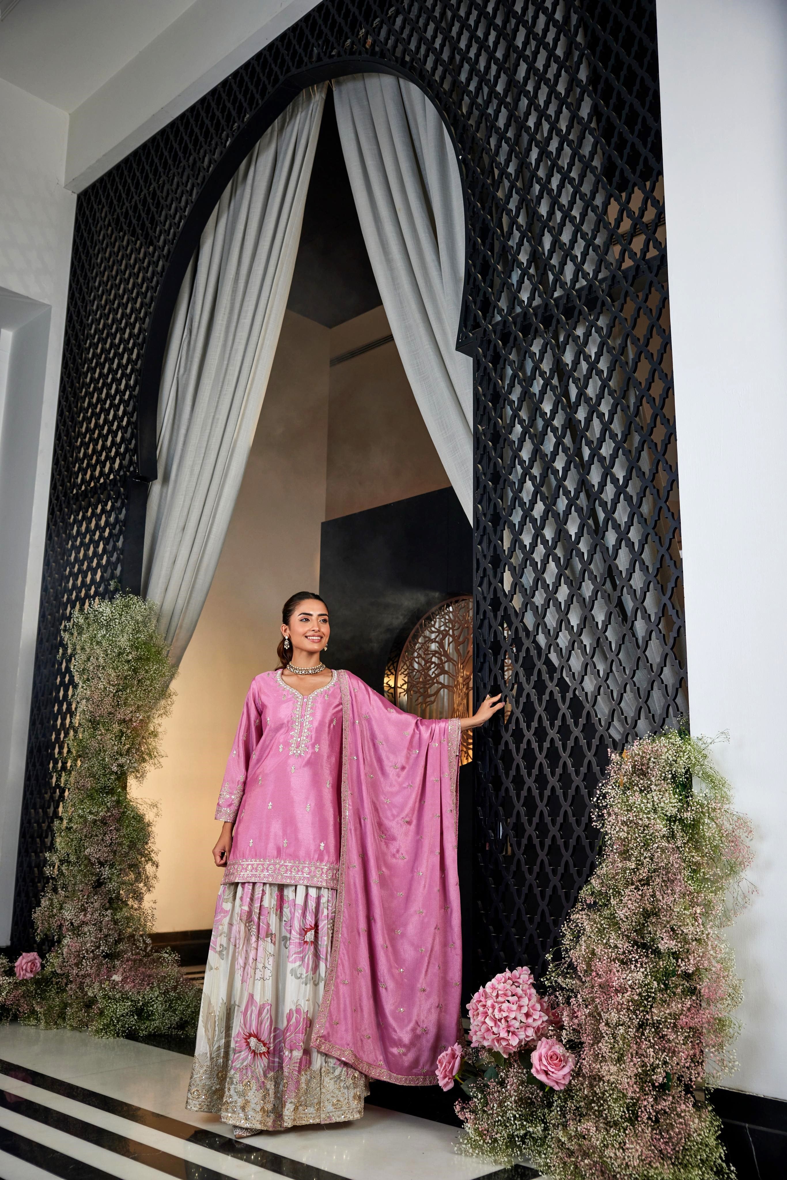 Rose Pink Skirt Set