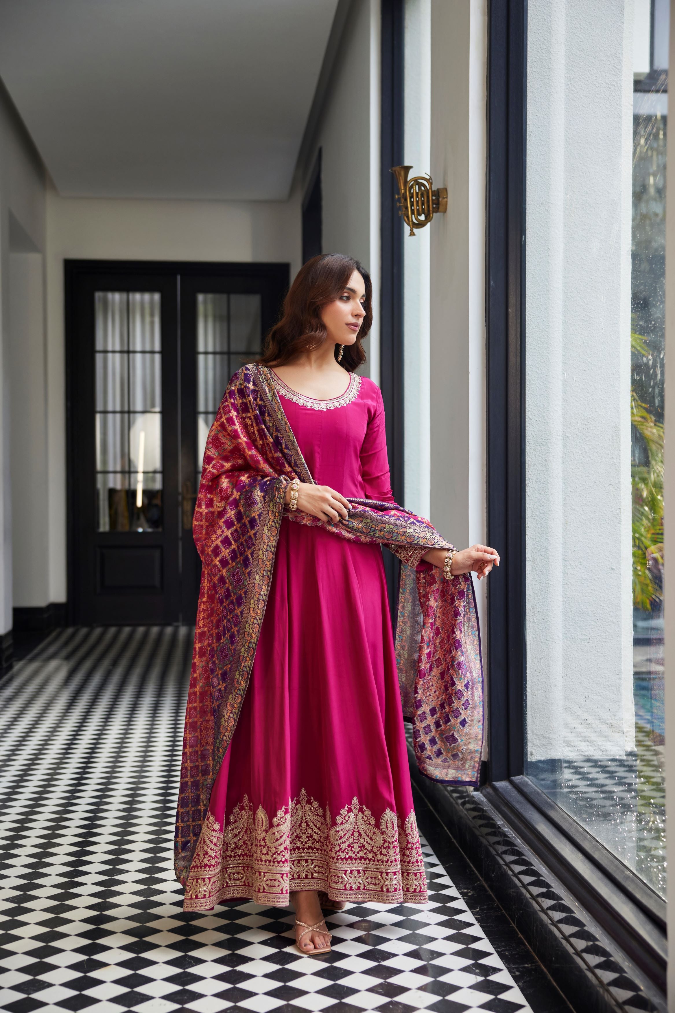 Imperial Pink Anarkali Set