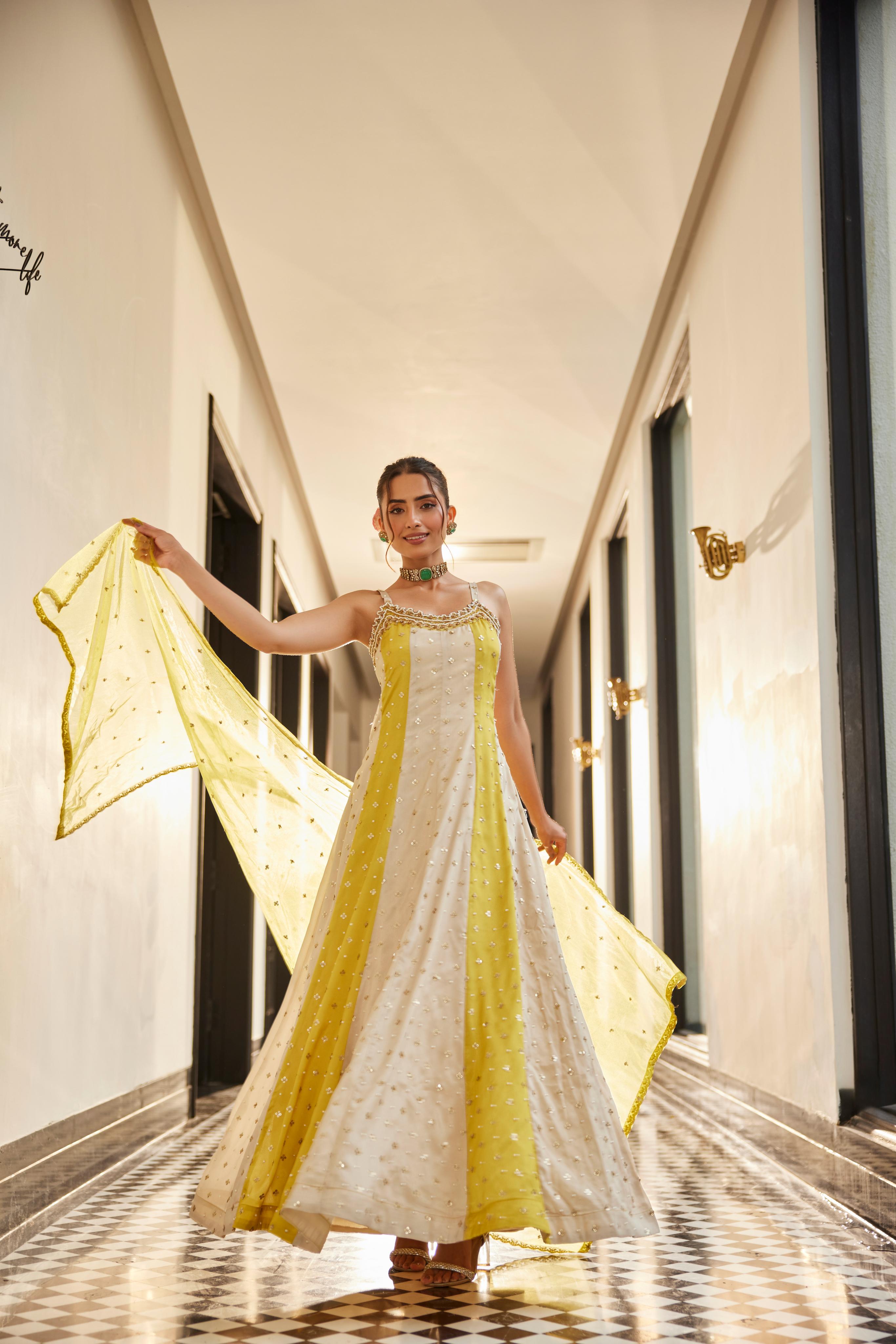 Lemon Glow Anarkali Set