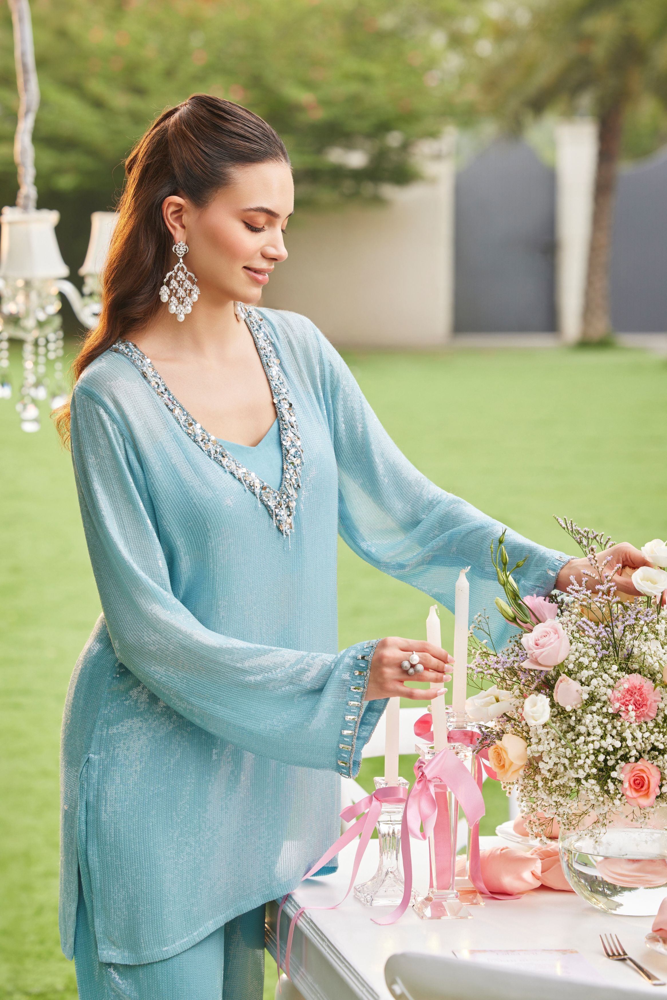 Celeste Blue Sequins Co-Ord Set