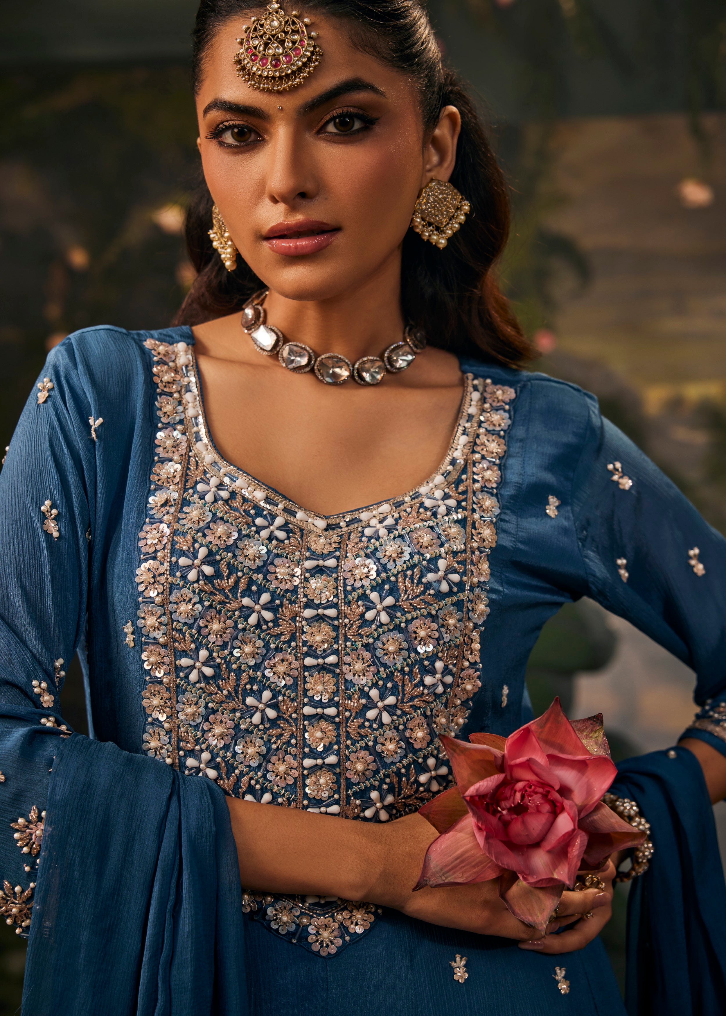 Noor-e-Neel Embellished Anarkali Set