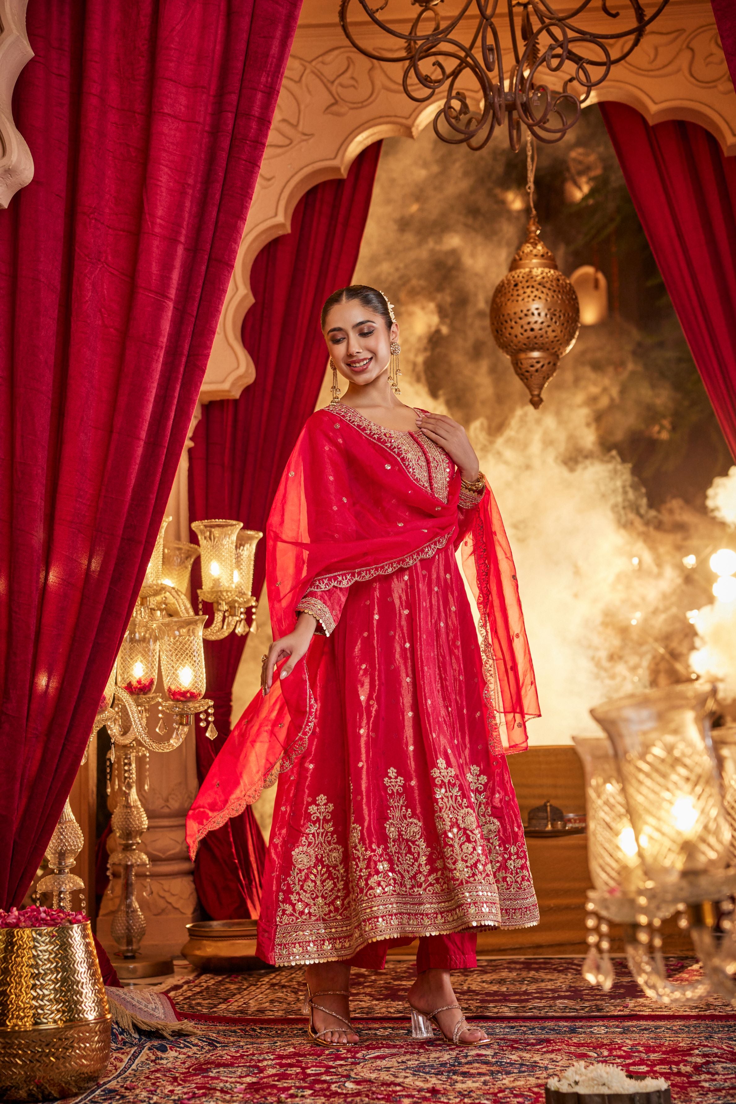 Scarlet Red Anarkali Set