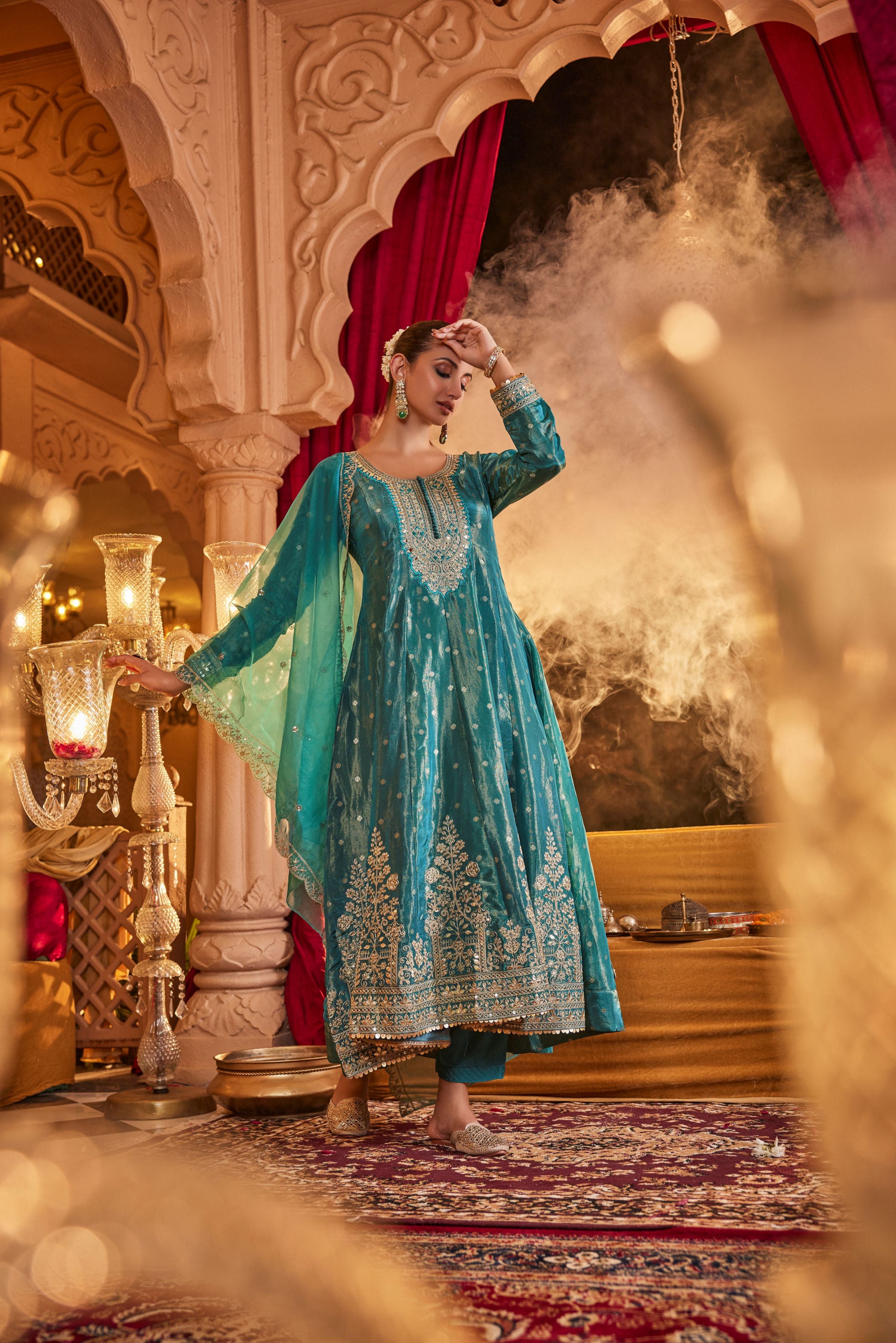 Imperial Teal Anarkali Set