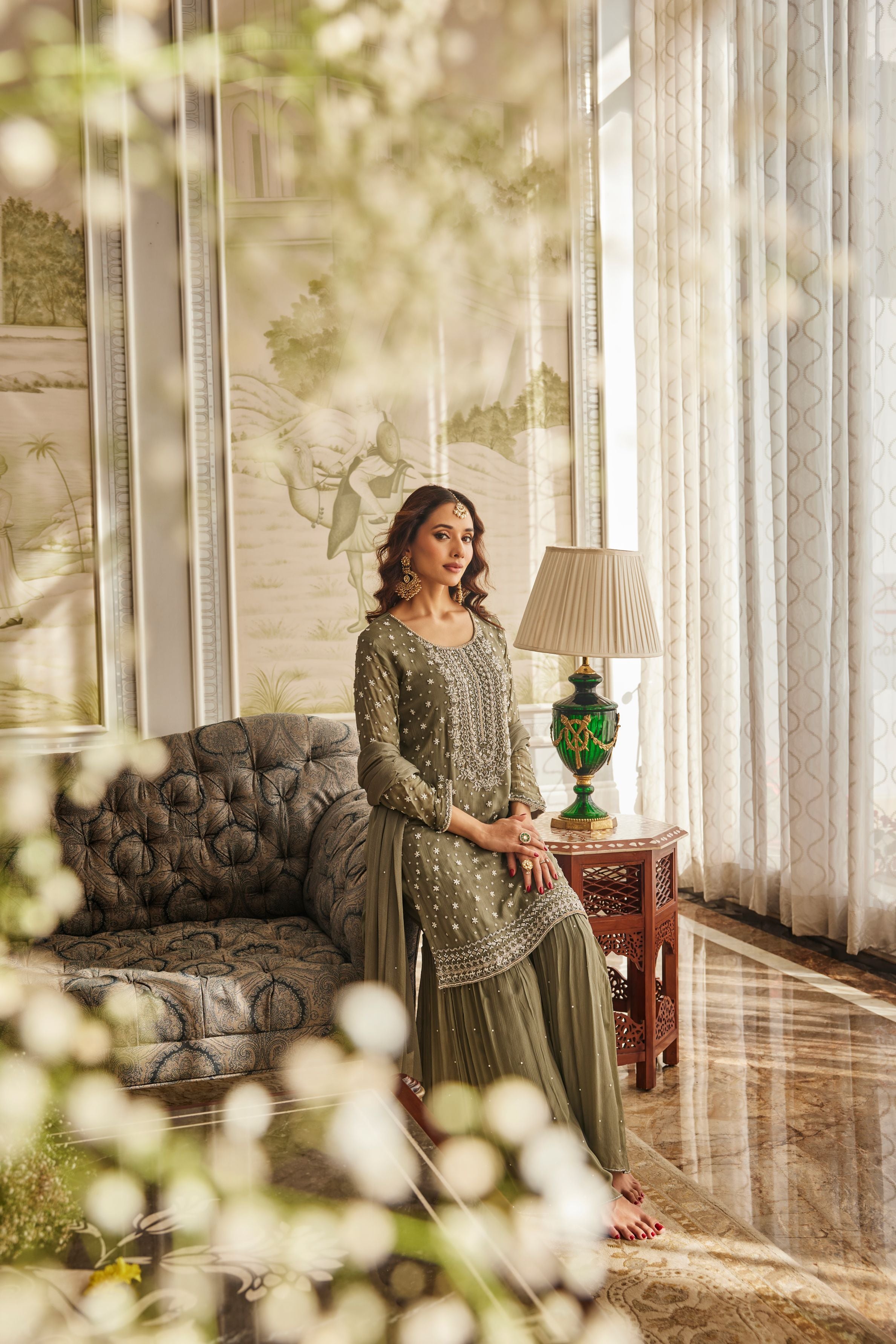 Sage Green Sharara Set