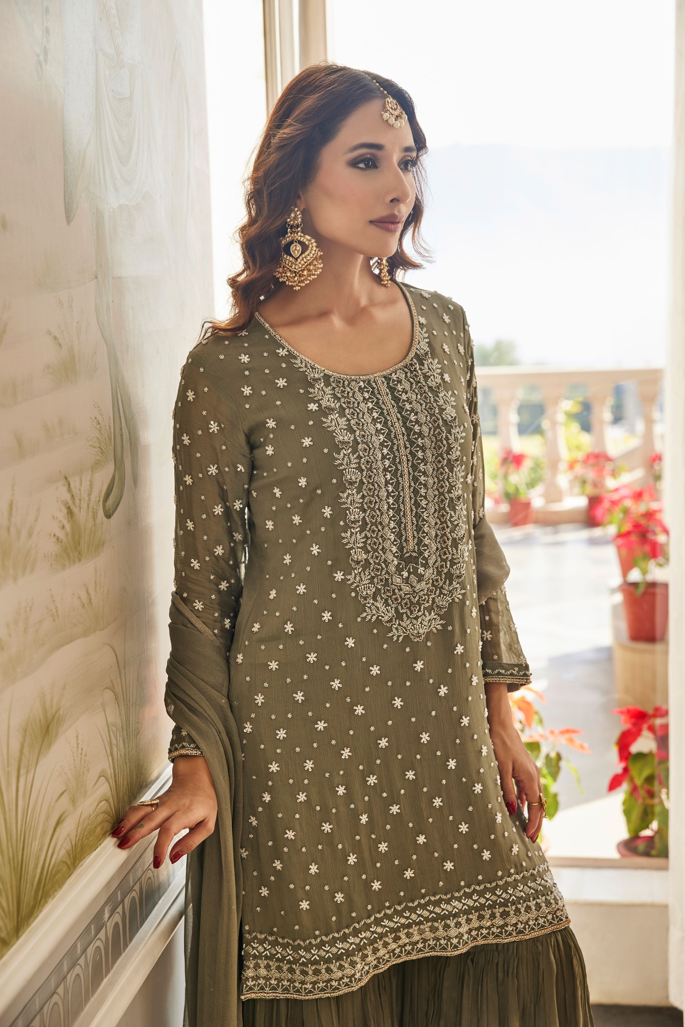 Sage Green Sharara Set