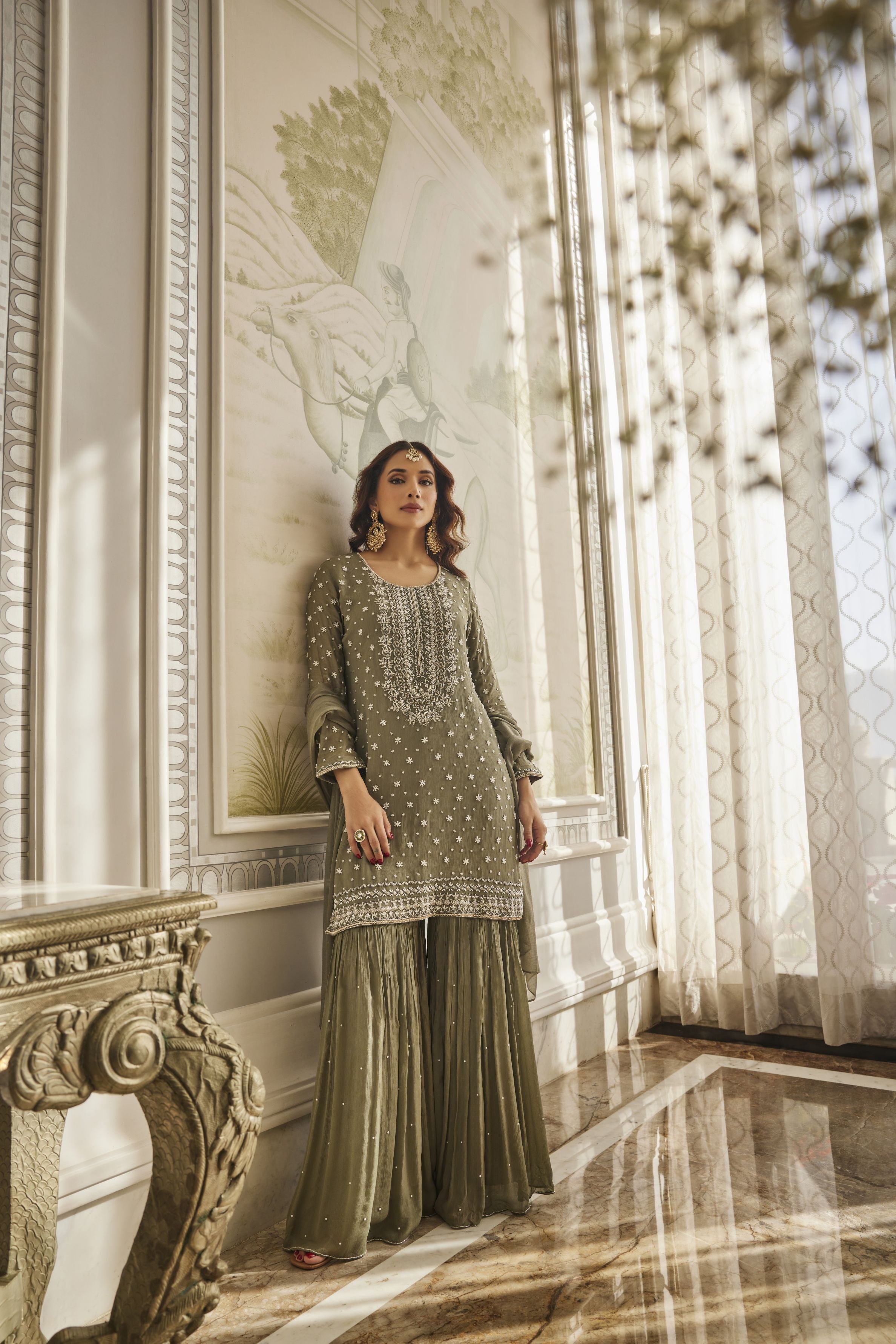 Sage Green Sharara Set