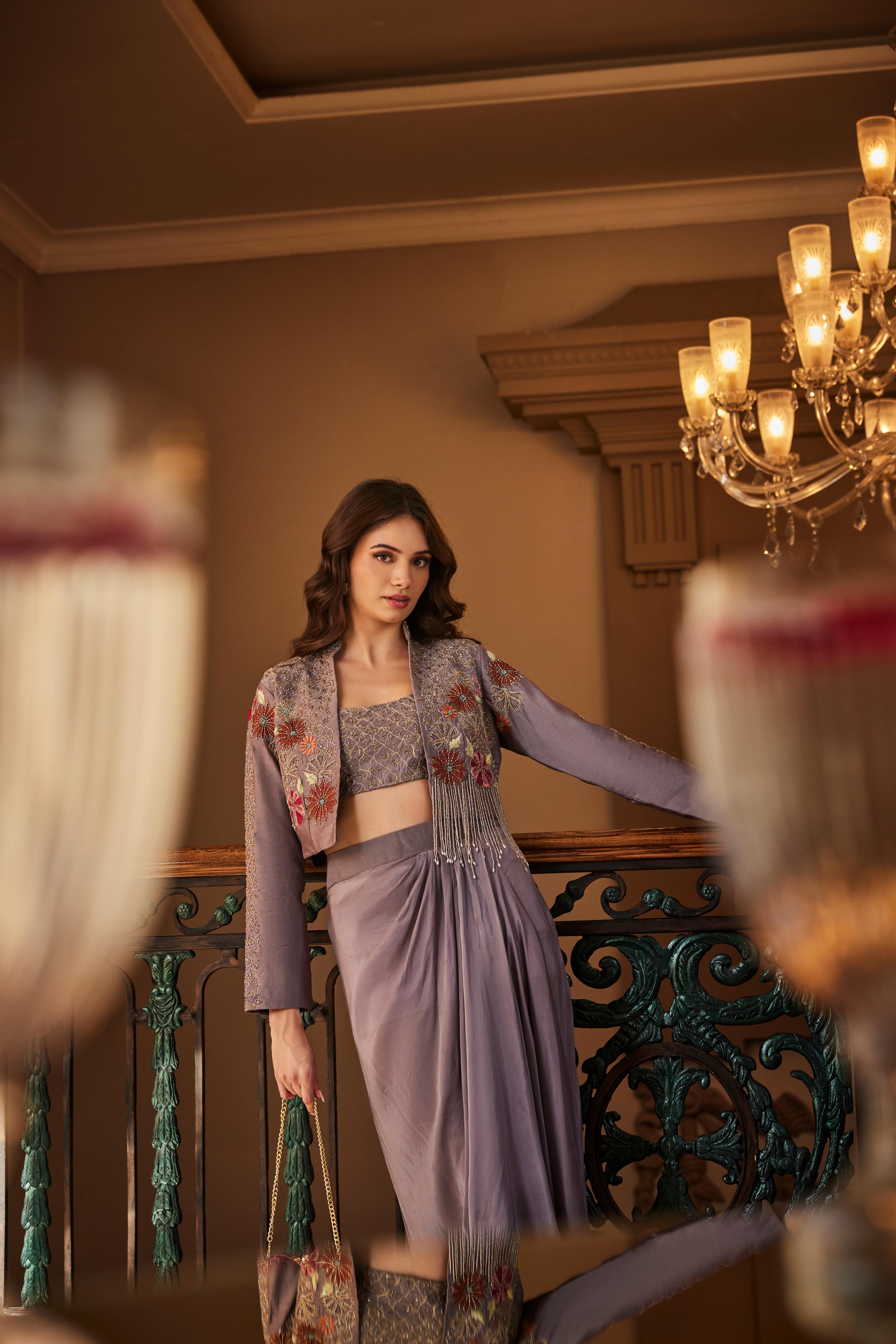 Vintage Mauve Skirt Set