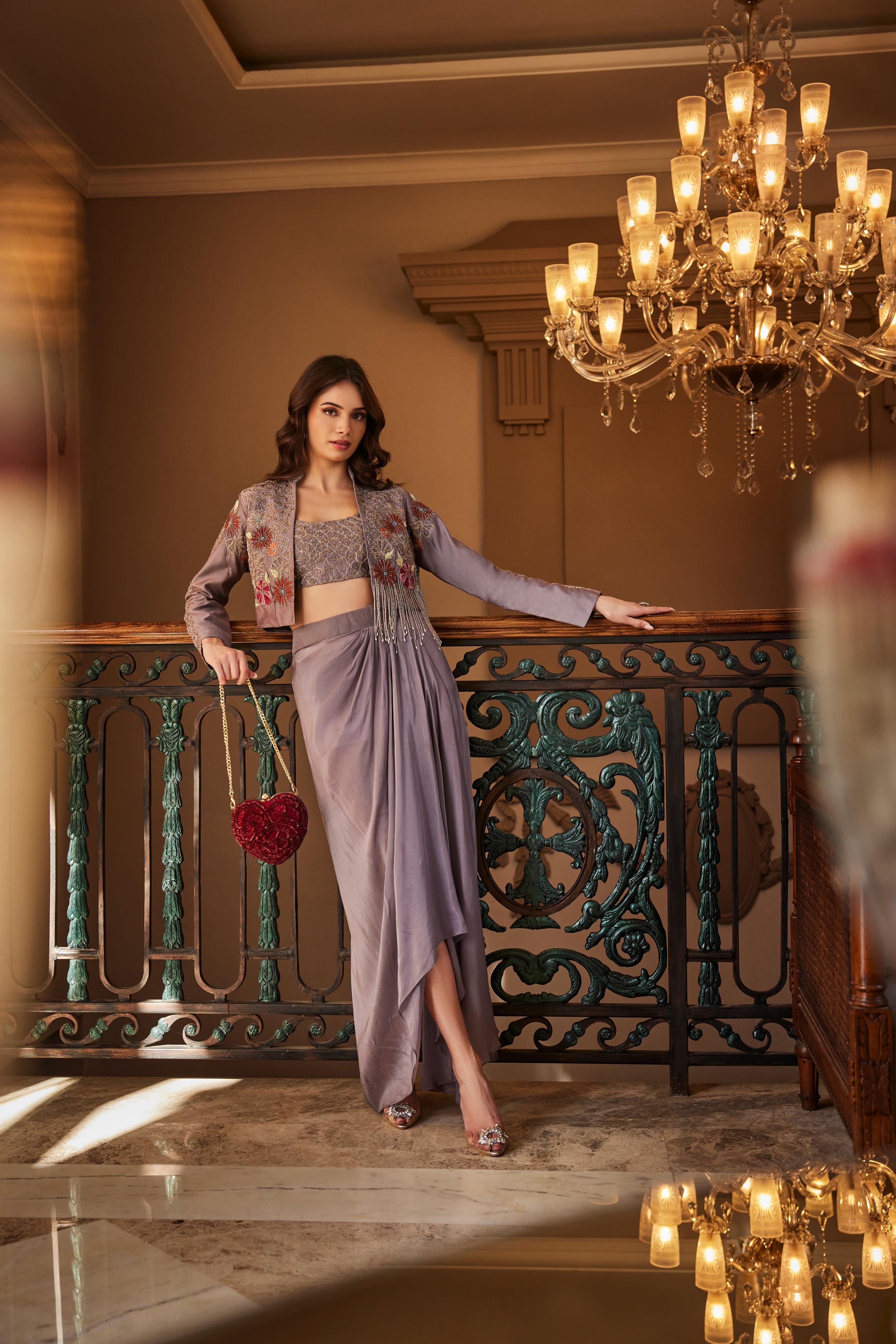 Vintage Mauve Skirt Set