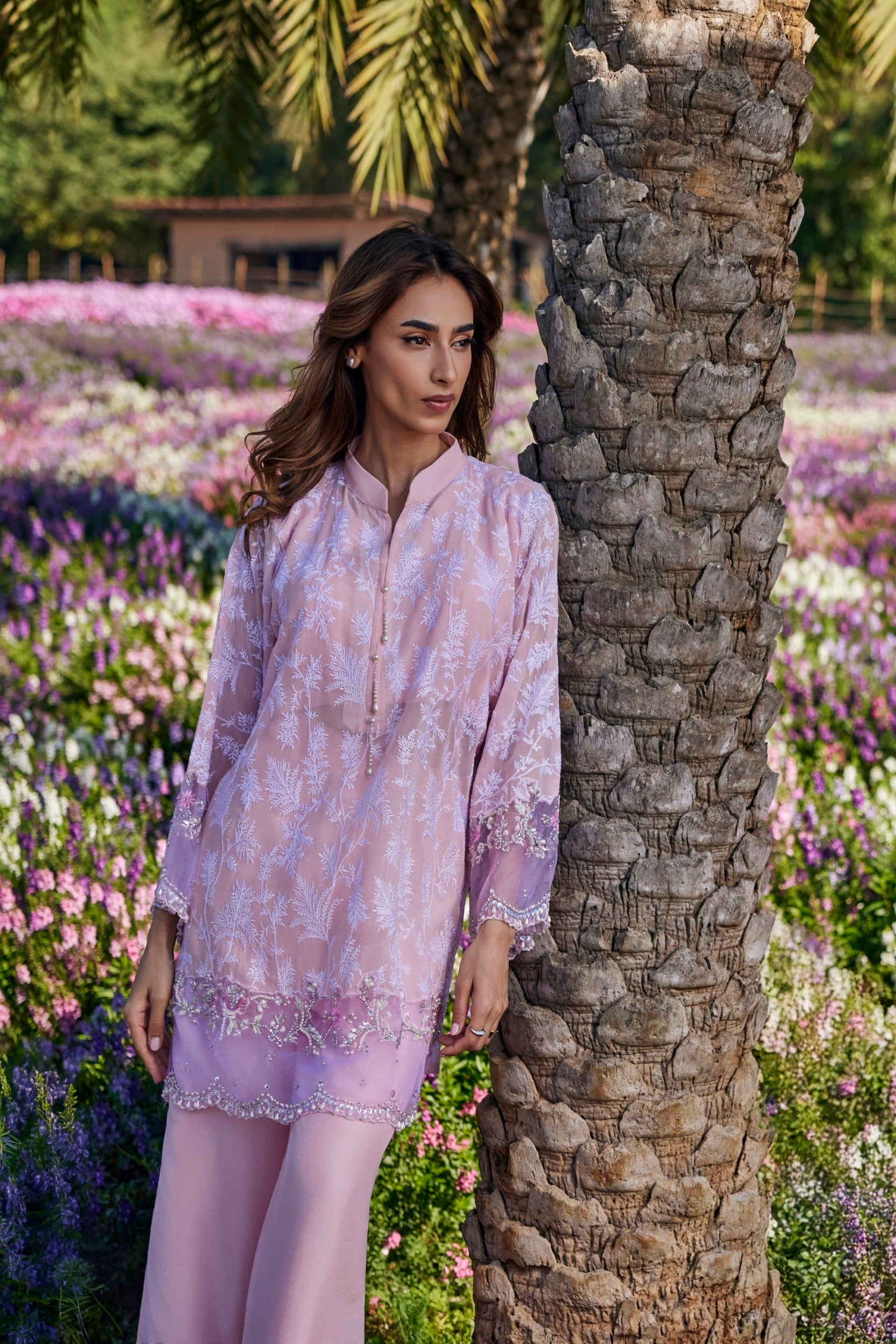 Blush Pink Embellished Crepe Silk Co-Ord Set