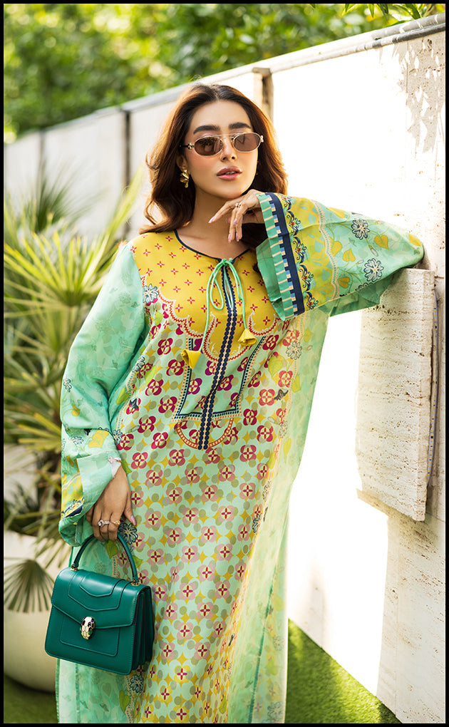 Light Sea Green Cotton Satin Kurta & Palazzo Set