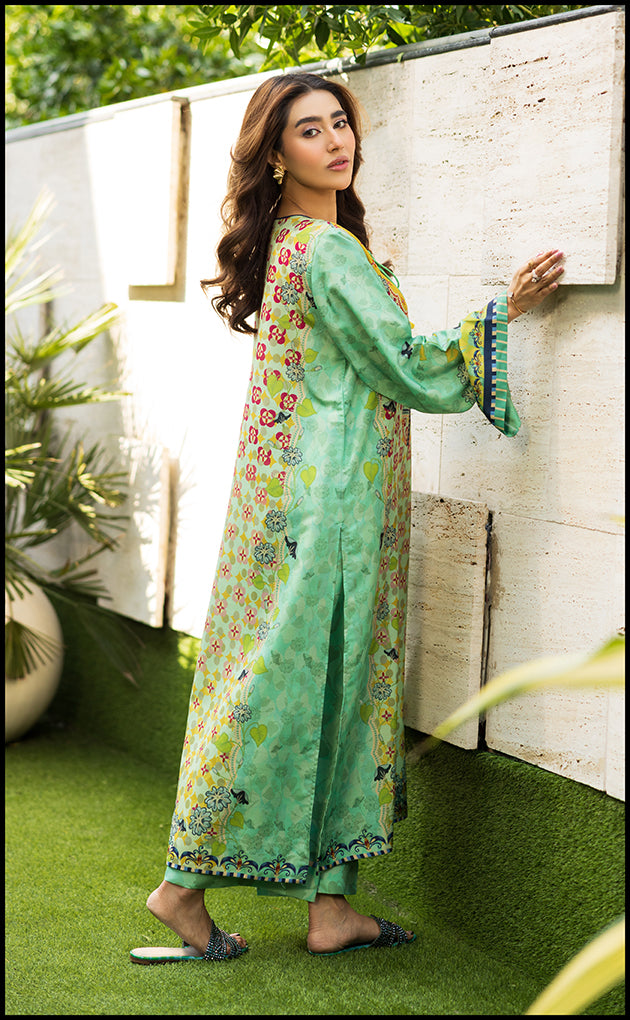 Light Sea Green Cotton Satin Kurta & Palazzo Set
