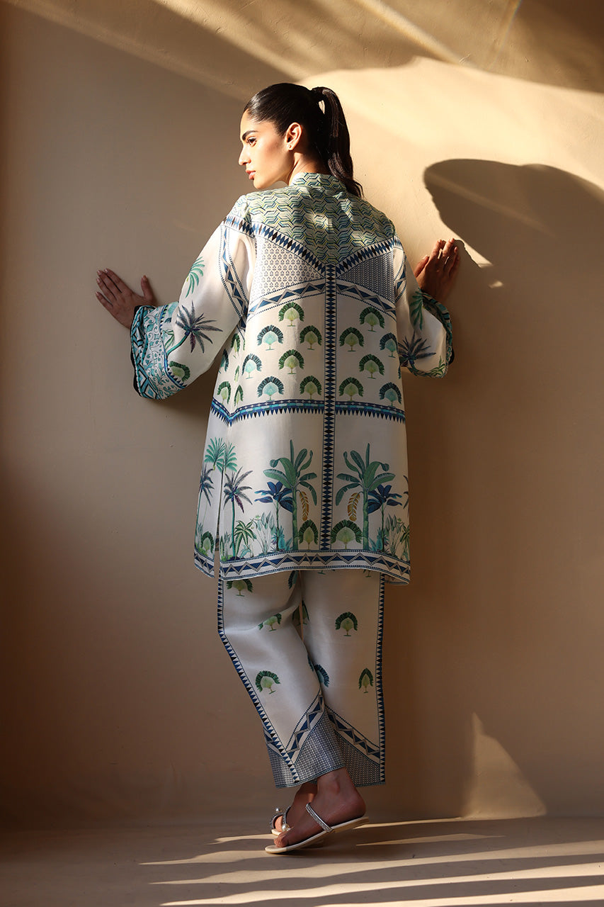 Coastal Blue Tropical Printed Co-Ord Set