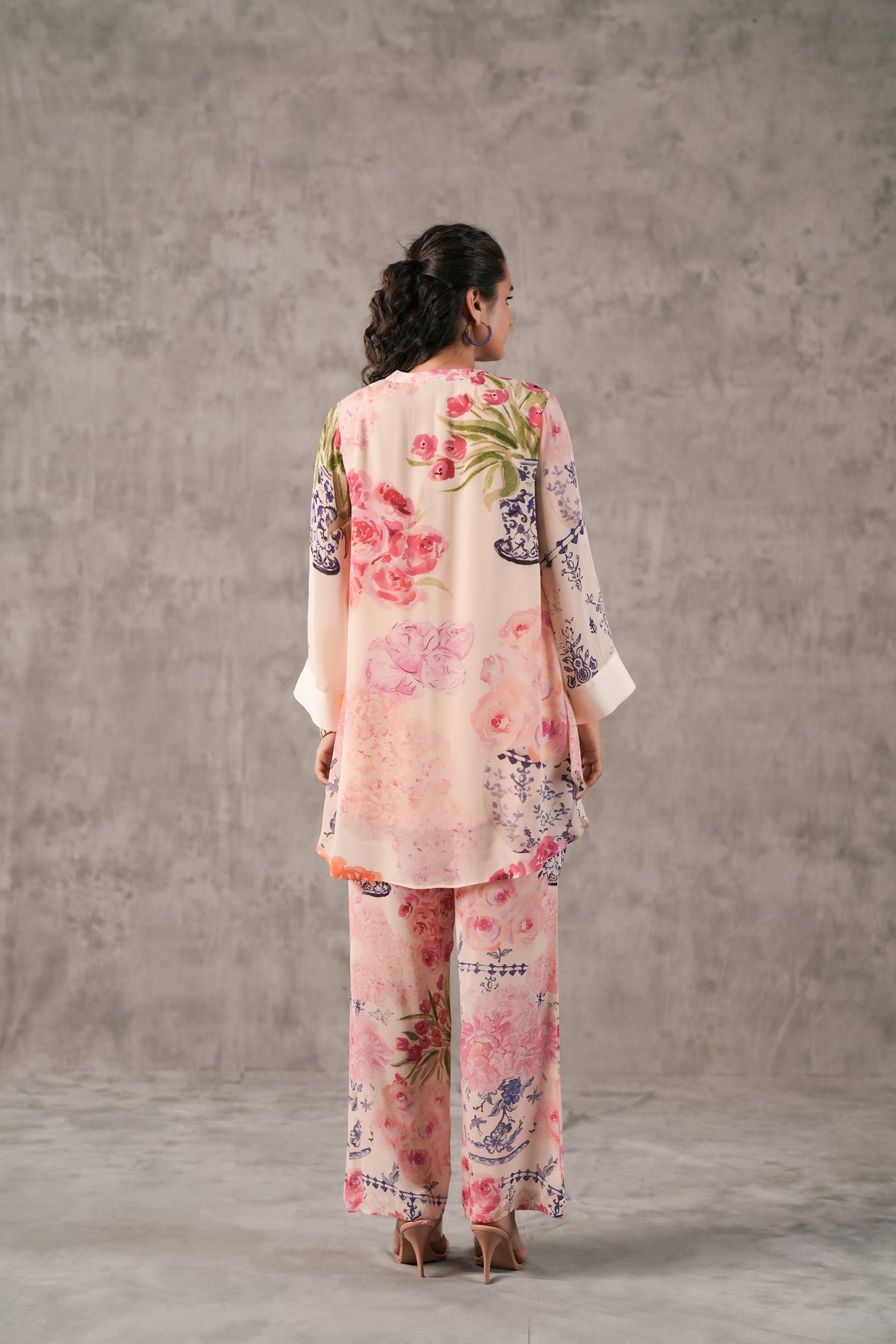 Blush Rose Printed Crepe Silk Kurta Set