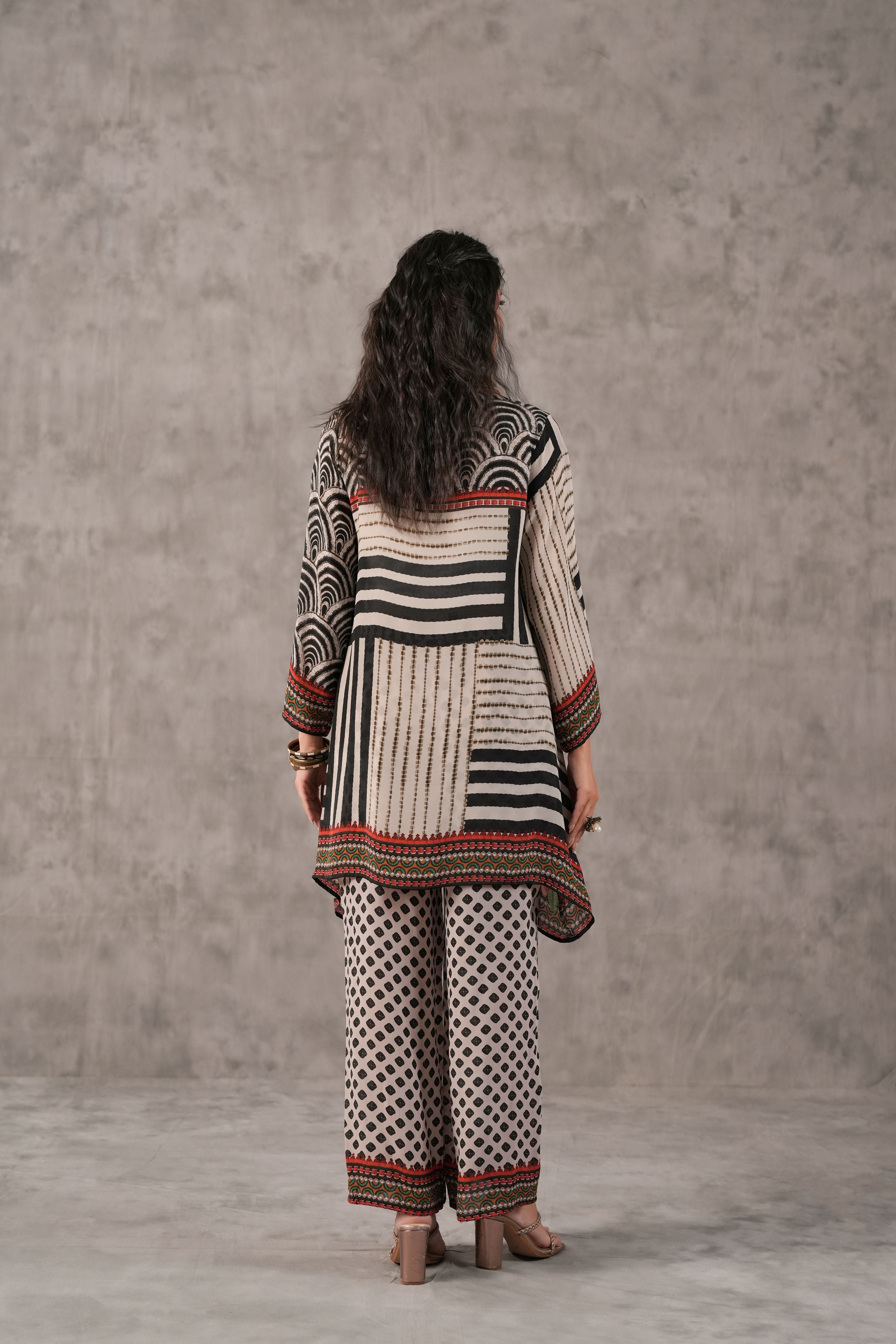 Muse Ivory Printed Crepe Silk Co-Ord Set