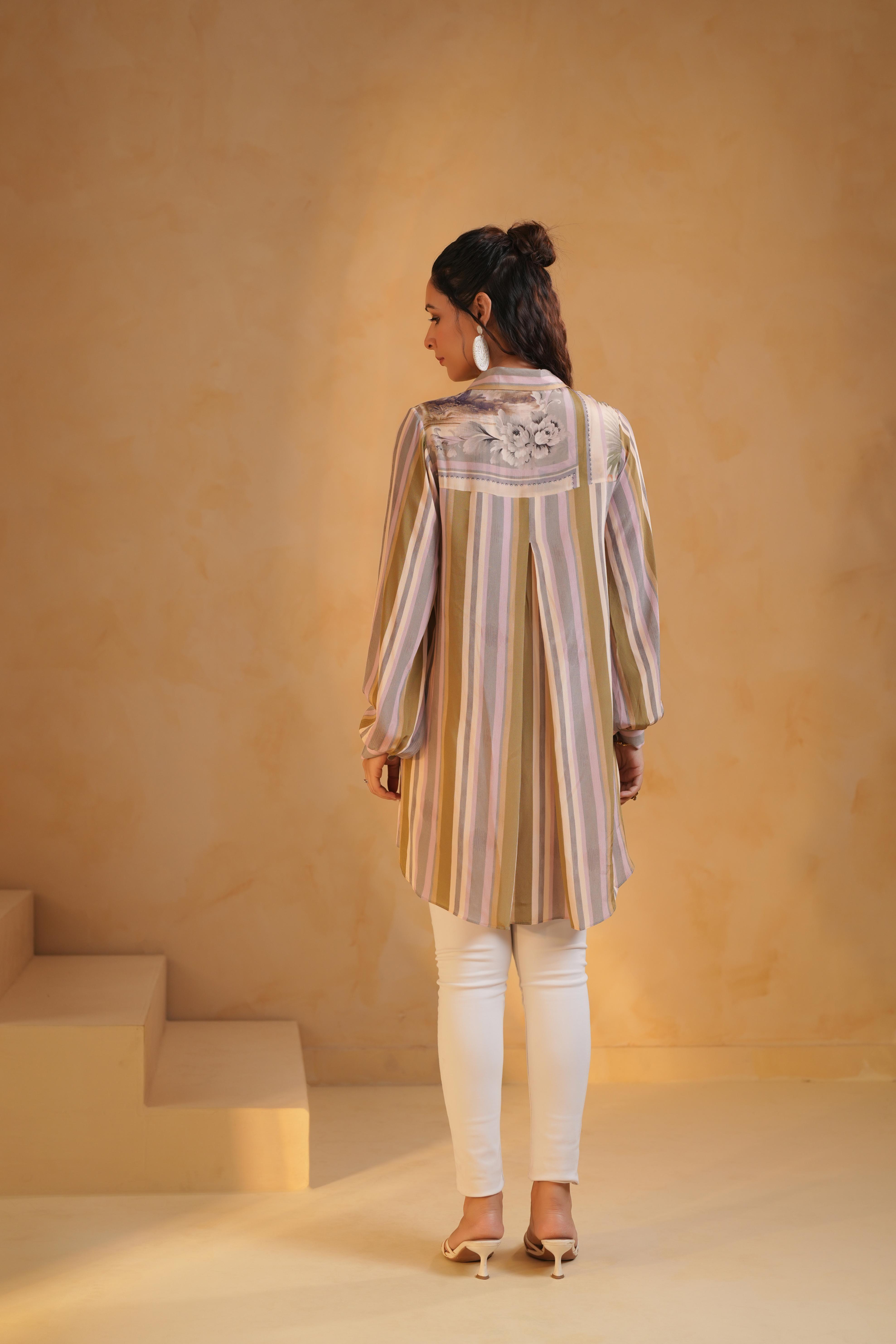 Pastel Multicolour  Printed Viscose Crepe Top