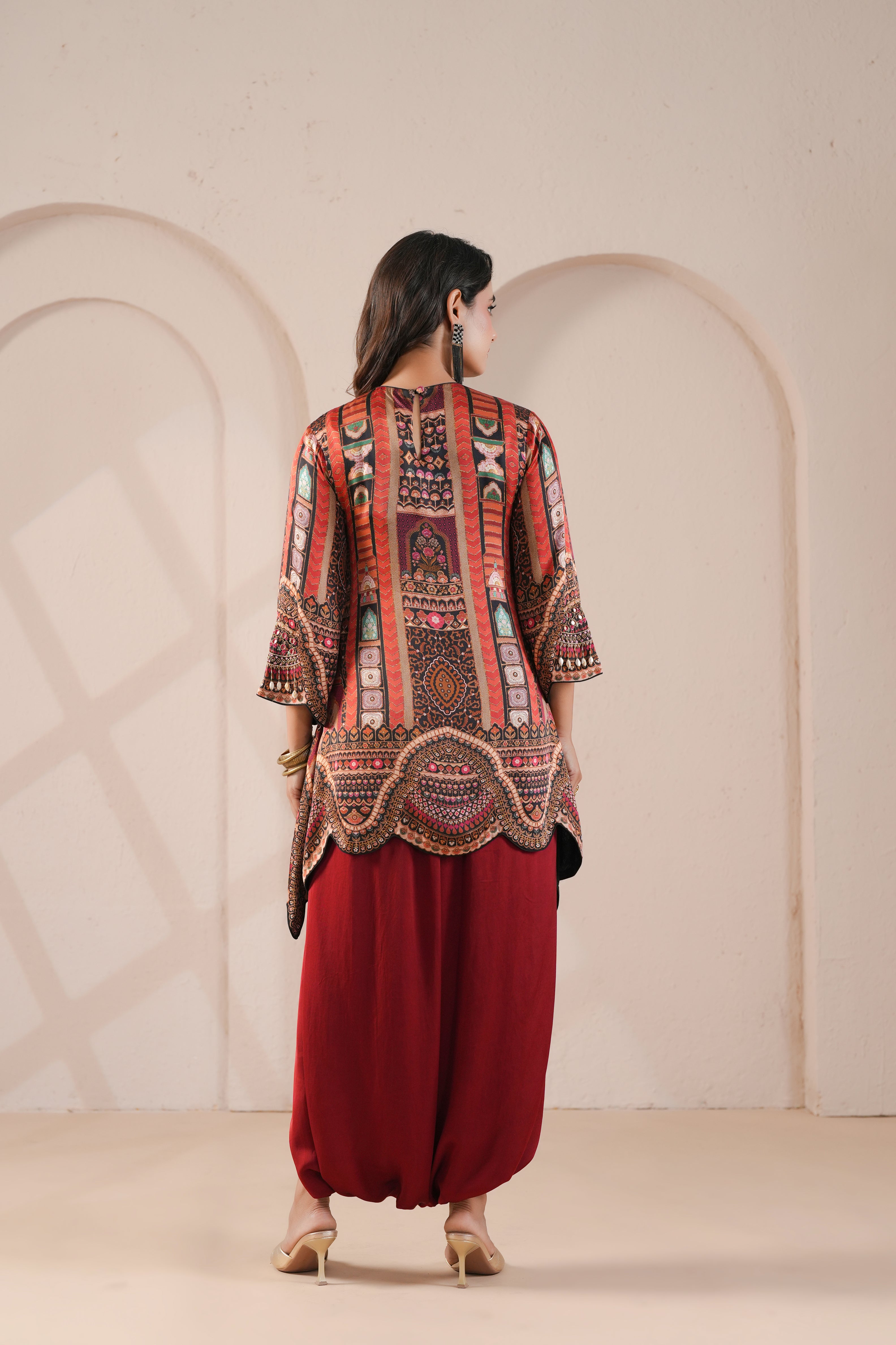 Crimson printed Modal Silk Co-Ord Set