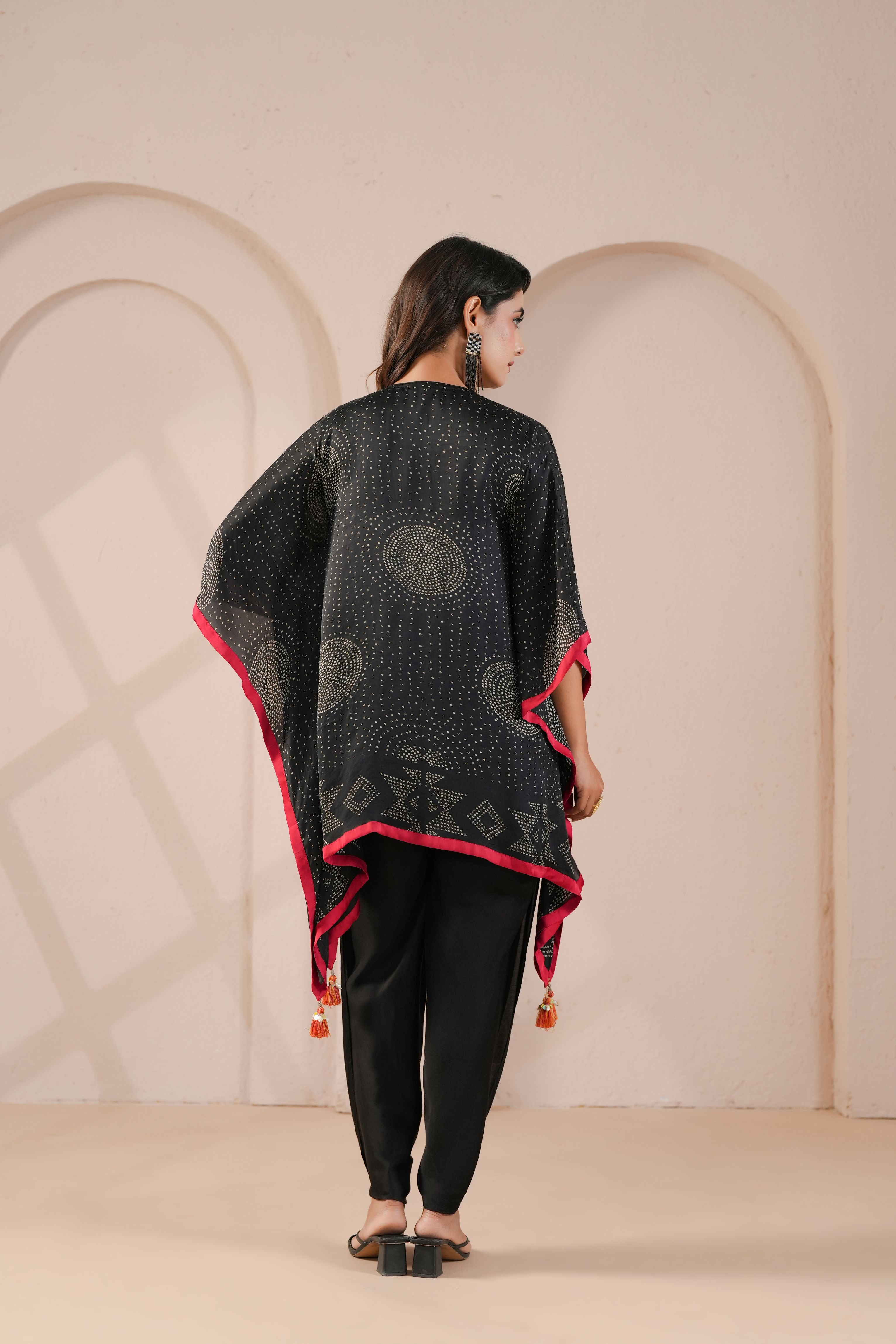 Black Muse Embellished Satin Silk Kaftan Set