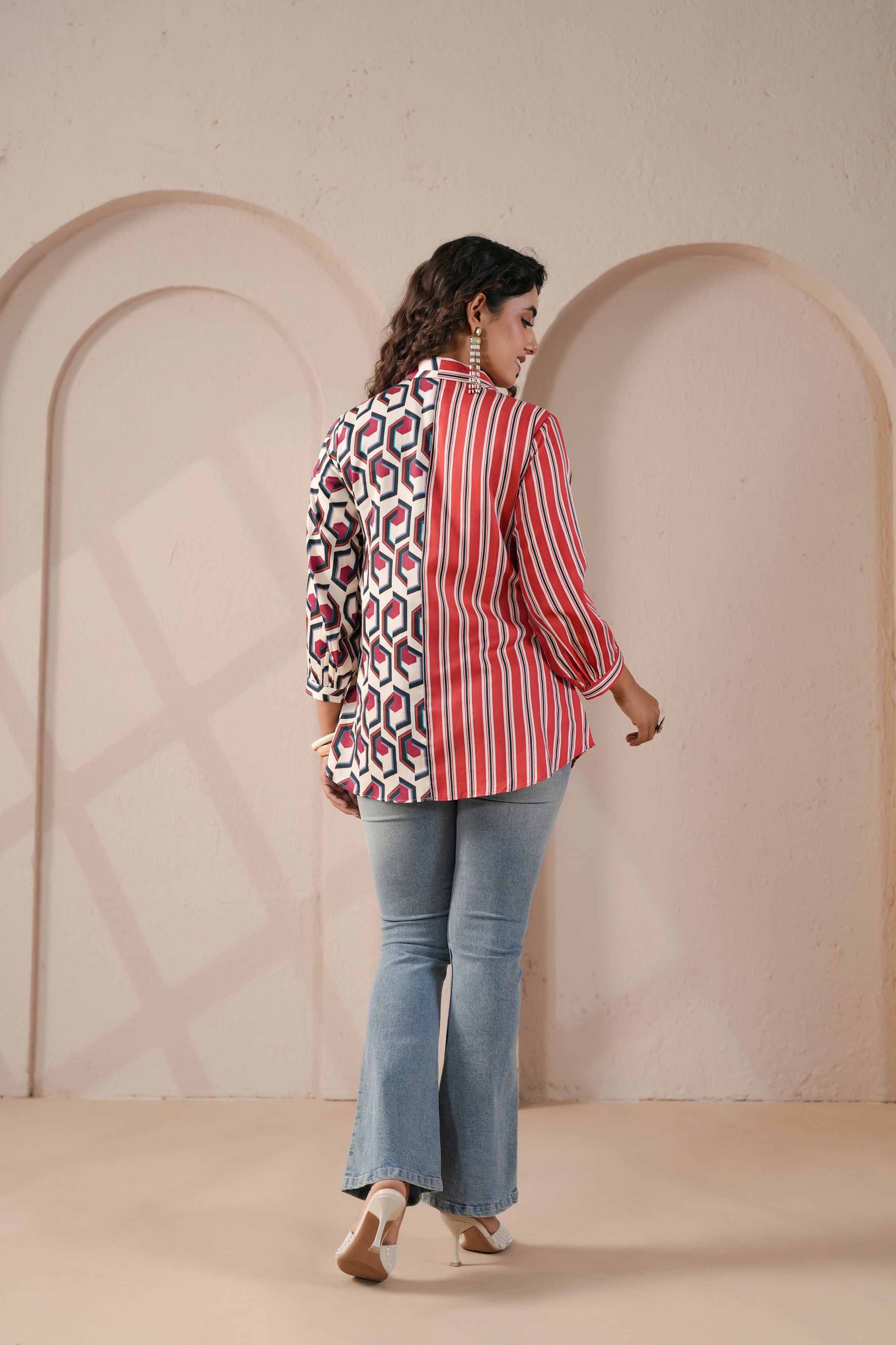 Red Coral Printed Cotton Shirt