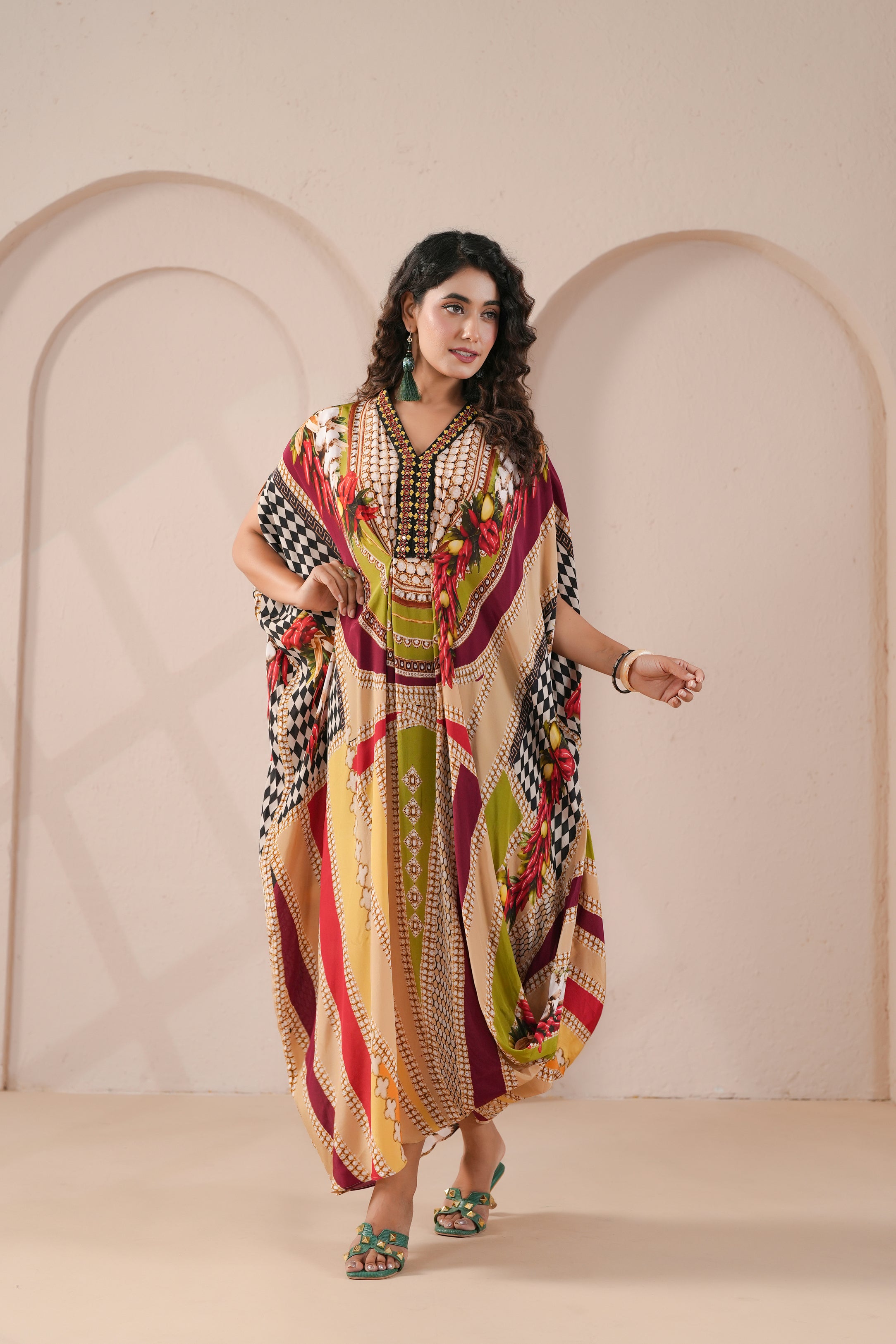 Botanical Printed Viscose Silk Dress