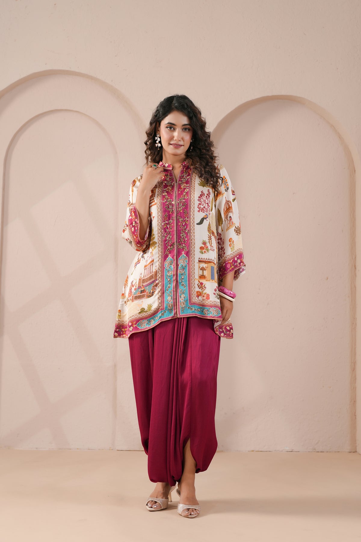 Magenta Printed Modal Silk Co-Ord Set