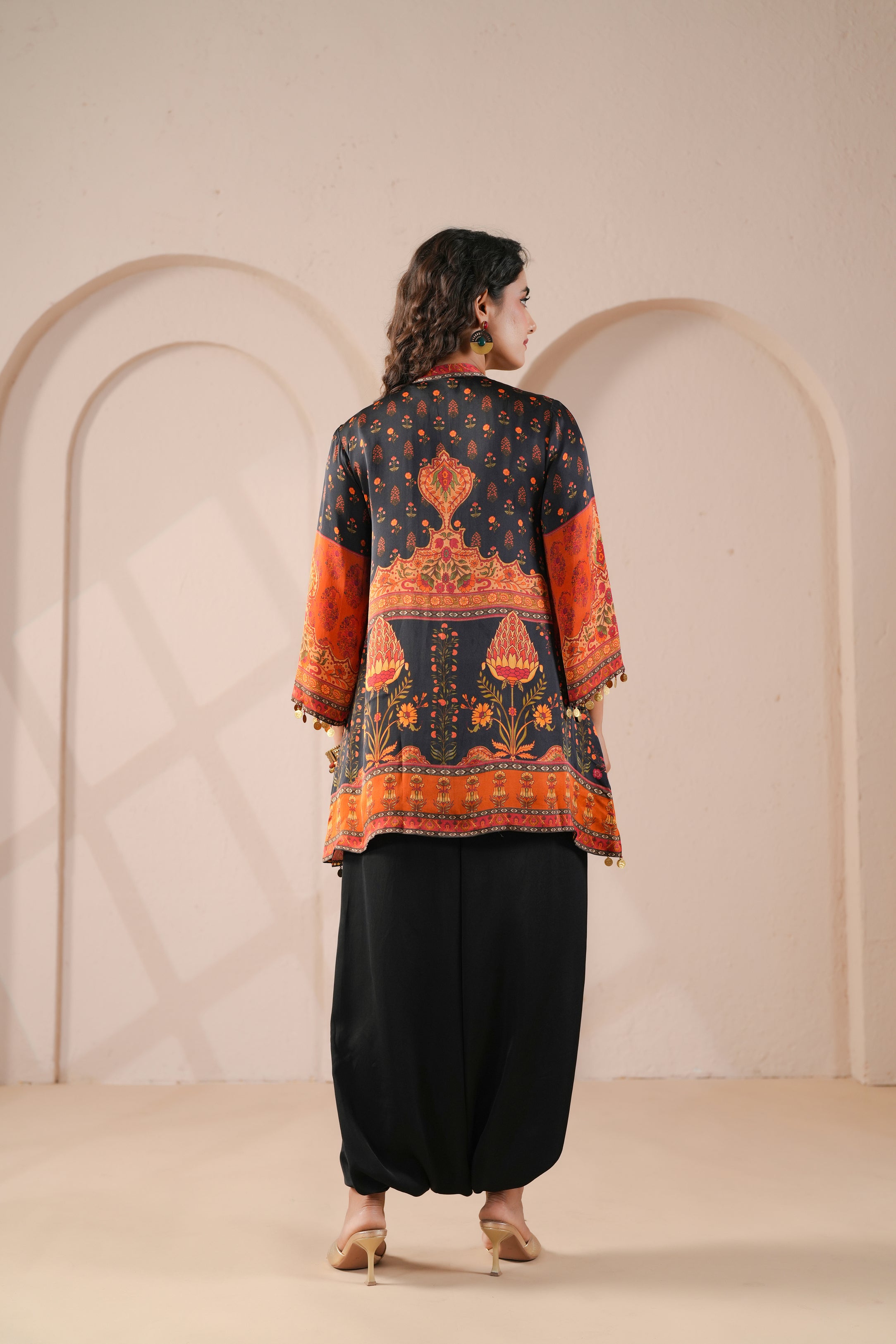 Rust Botanical Printed Modal Silk Co-Ord Set