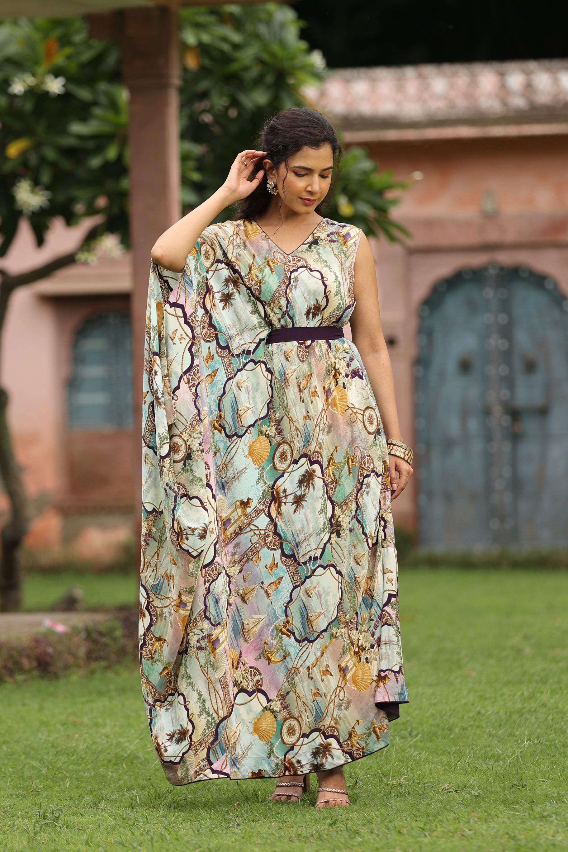 Nautical Printed Viscose Silk Dress