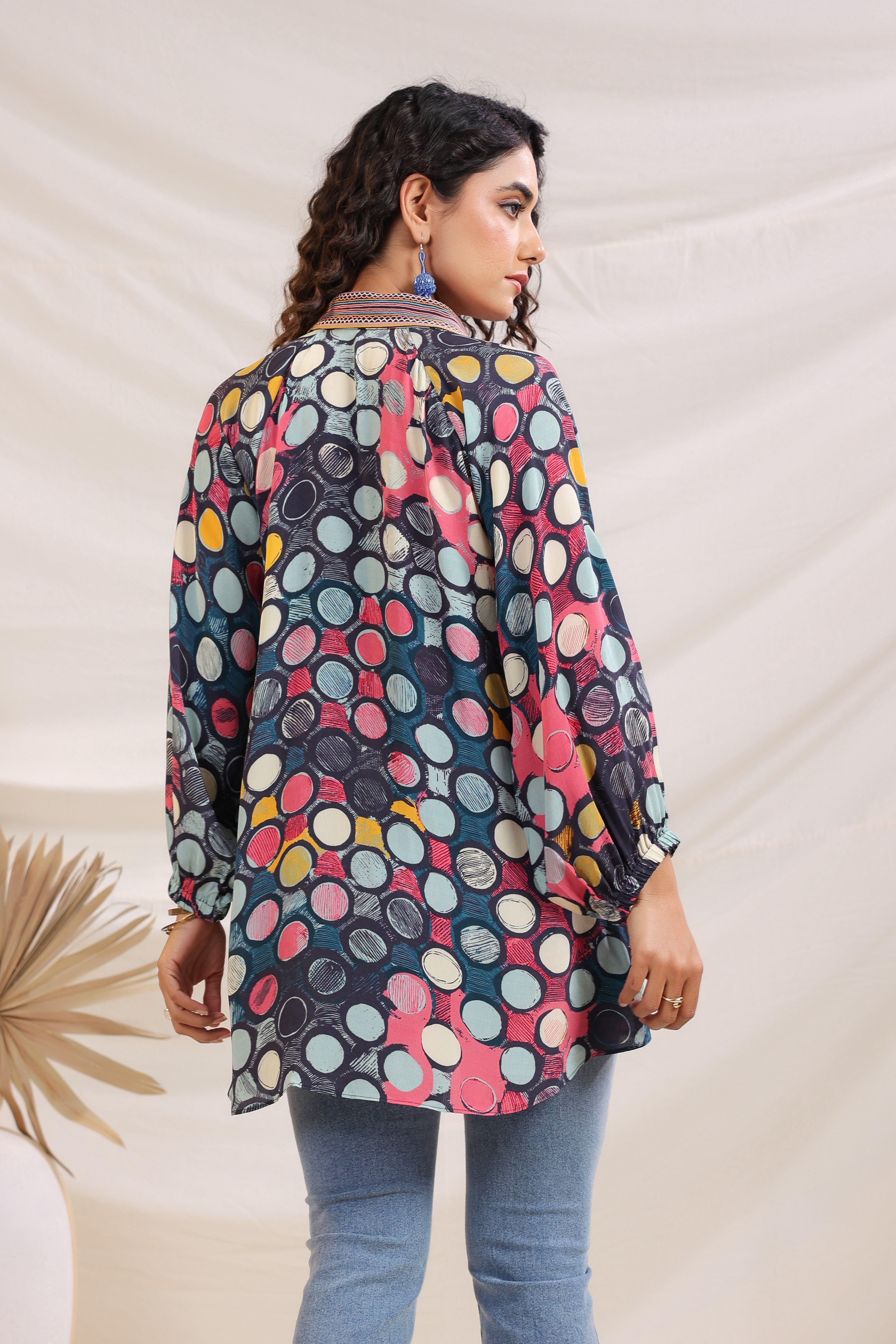 Vibgyor Polka Printed Crepe Silk Shirt