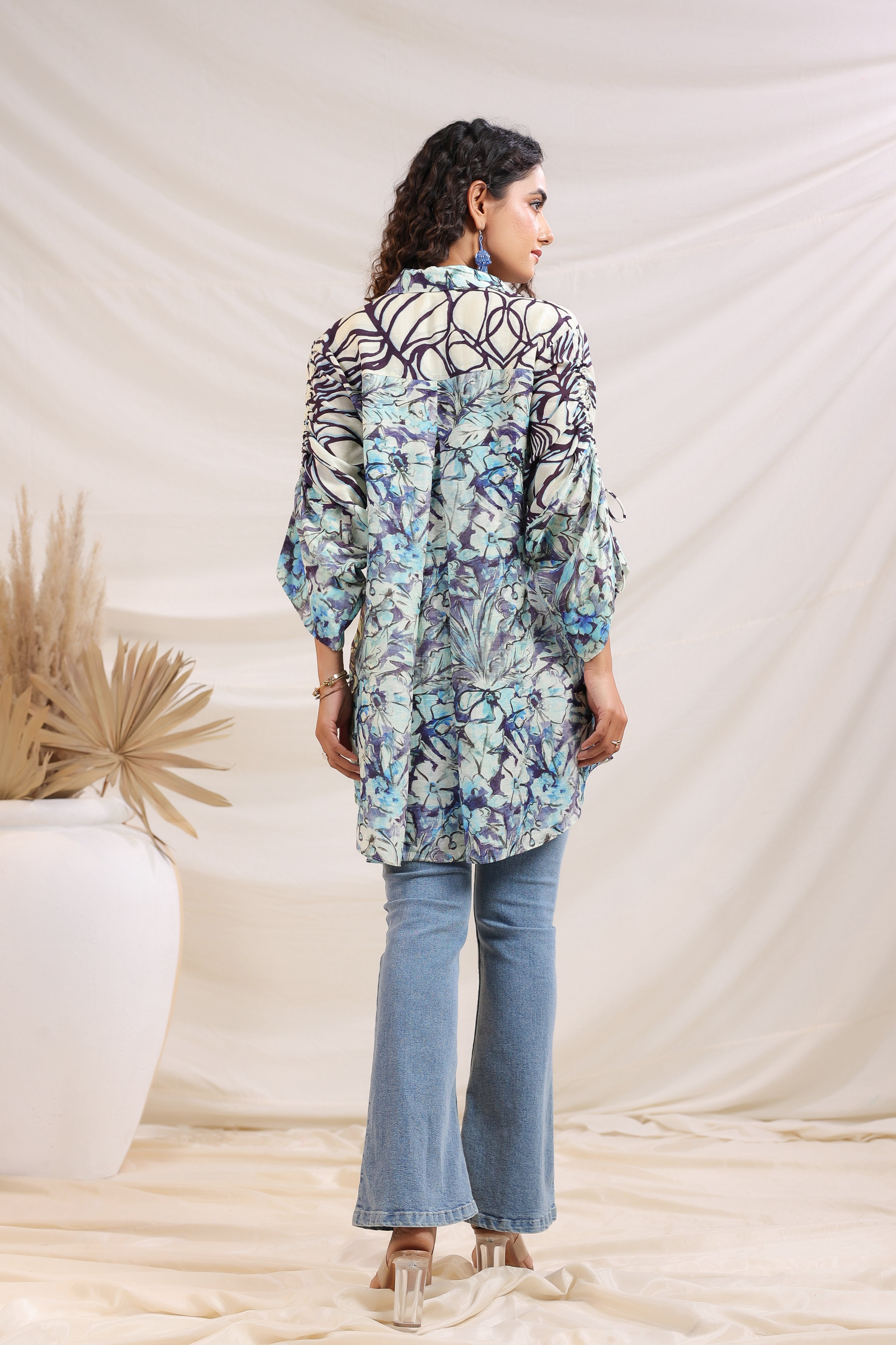 Symphony Floral Printed Linen Silk Shirt