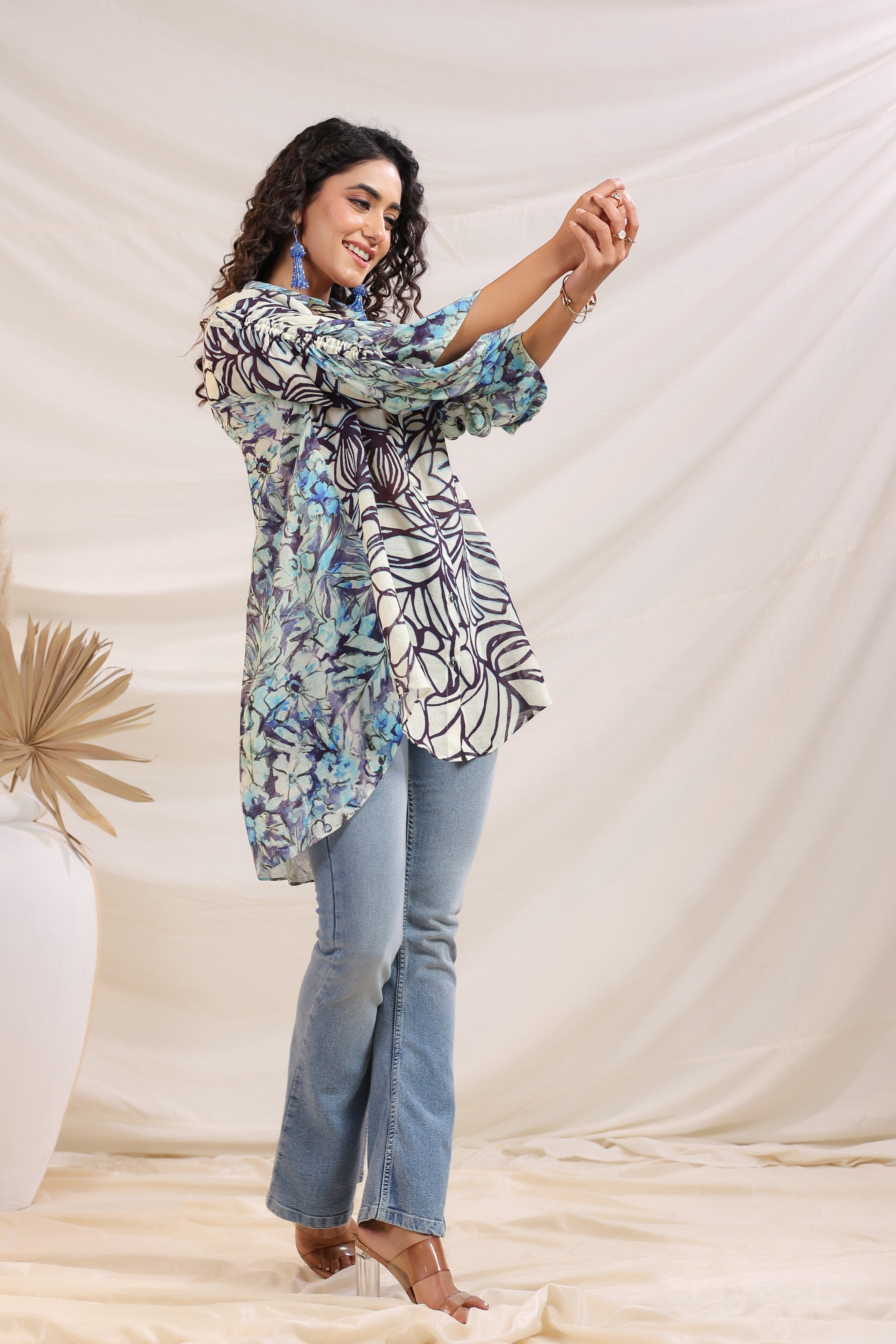 Symphony Floral Printed Linen Silk Shirt