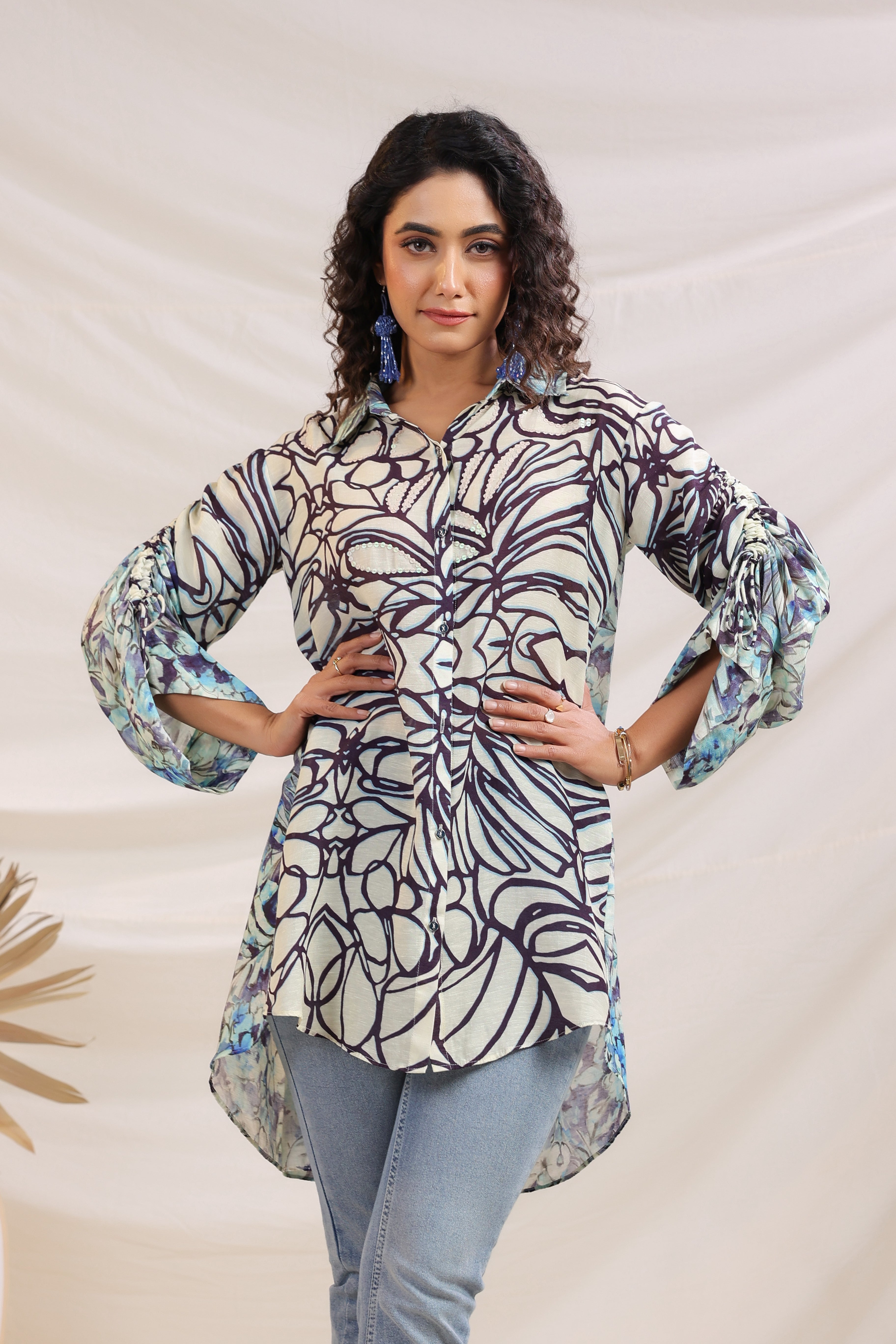 Symphony Floral Printed Linen Silk Shirt