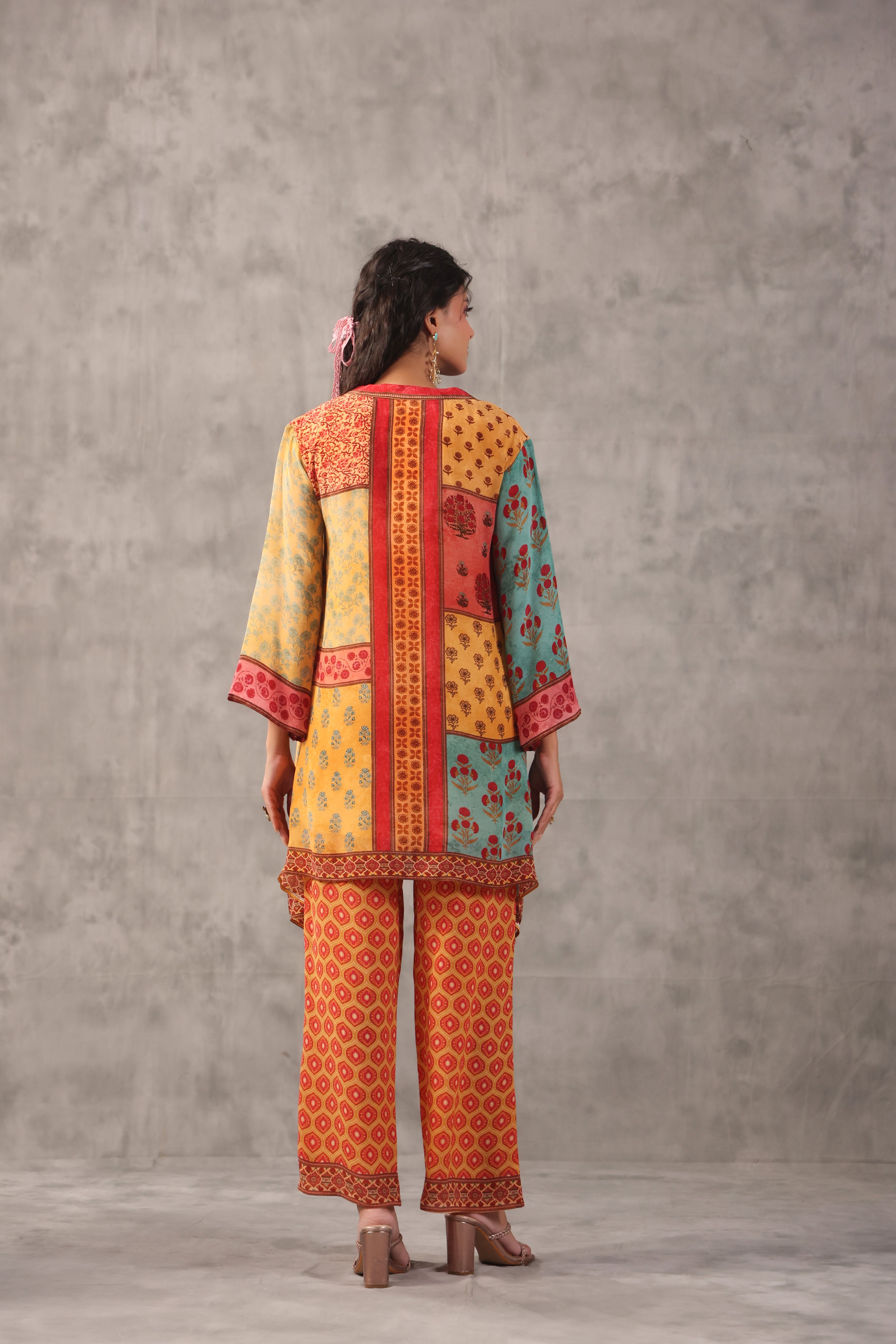 Sunshine Yellow Printed Crepe Silk Co-Ord Set