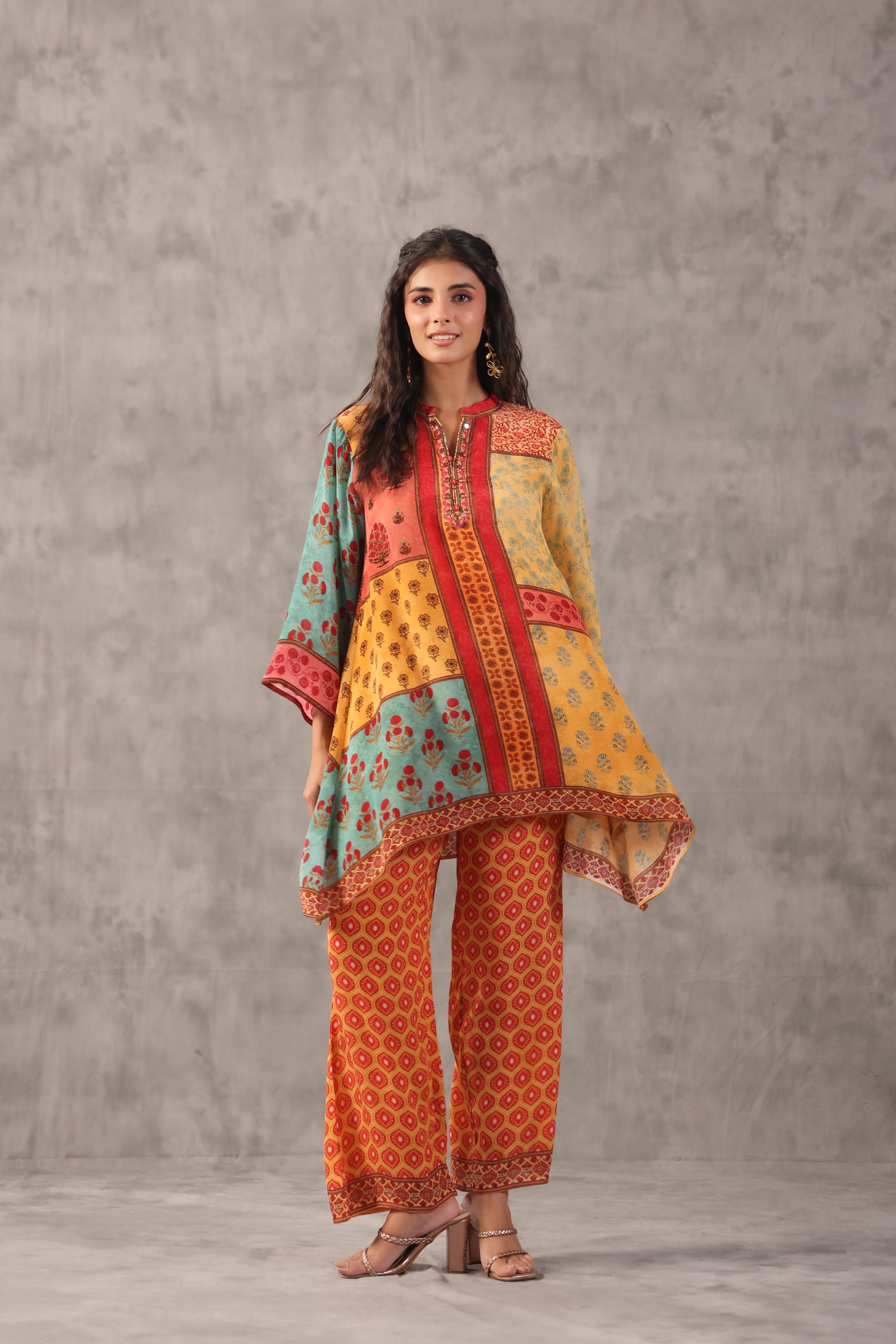 Sunshine Yellow Printed Crepe Silk Co-Ord Set
