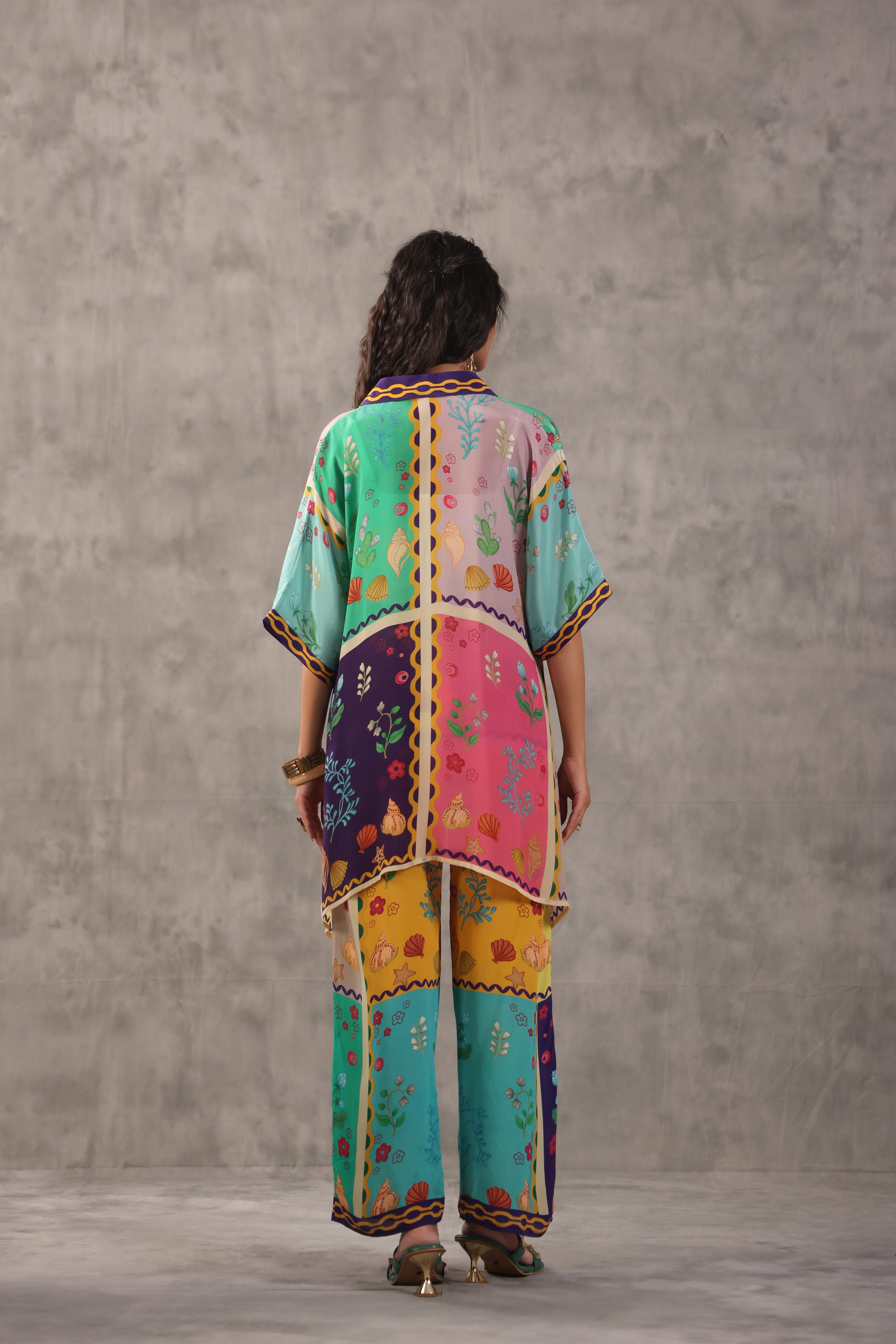 Multi Wave Embelllished Crepe Silk Co-Ord Set