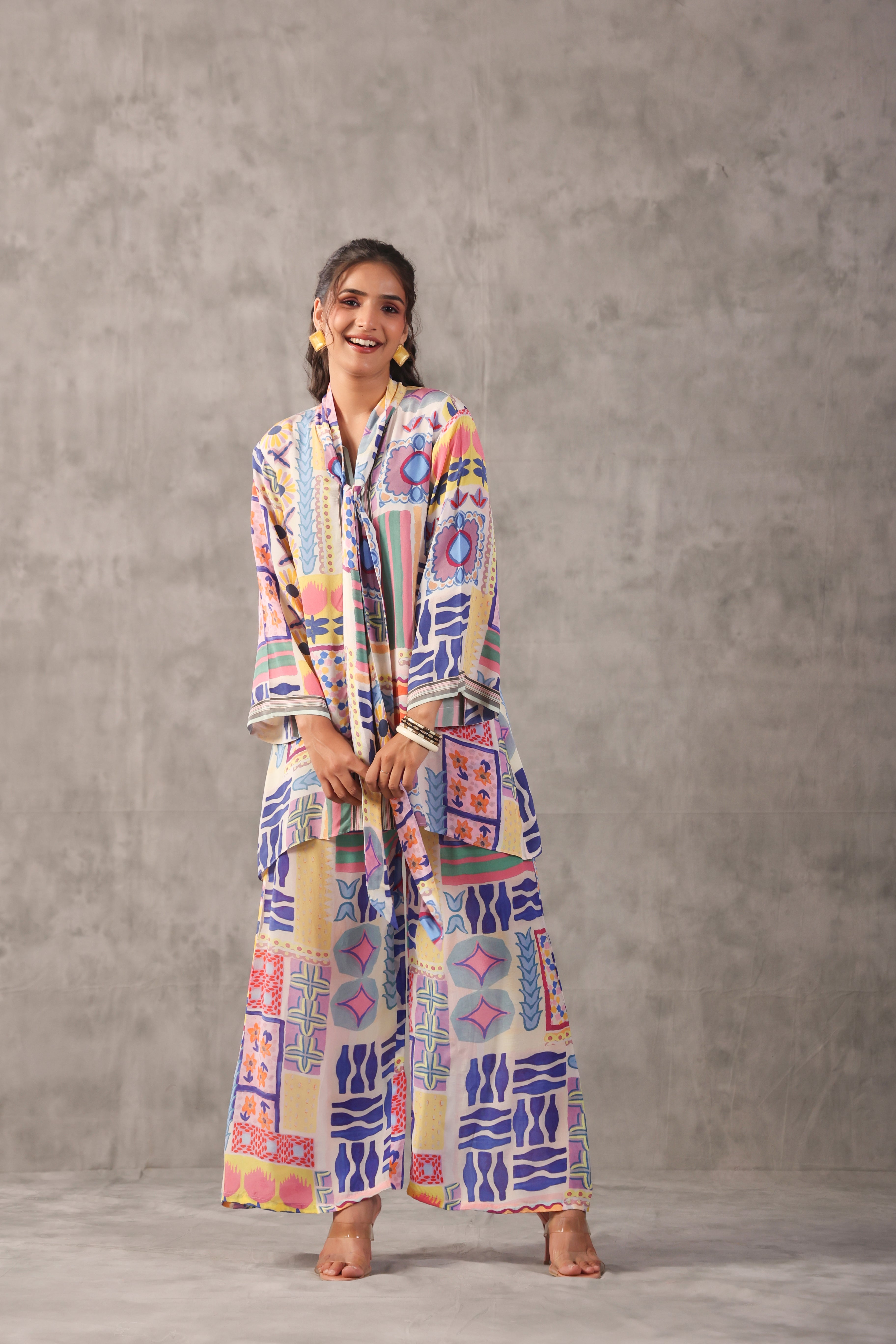 Flora Abstract Printed Crepe Silk Co-Ord Set