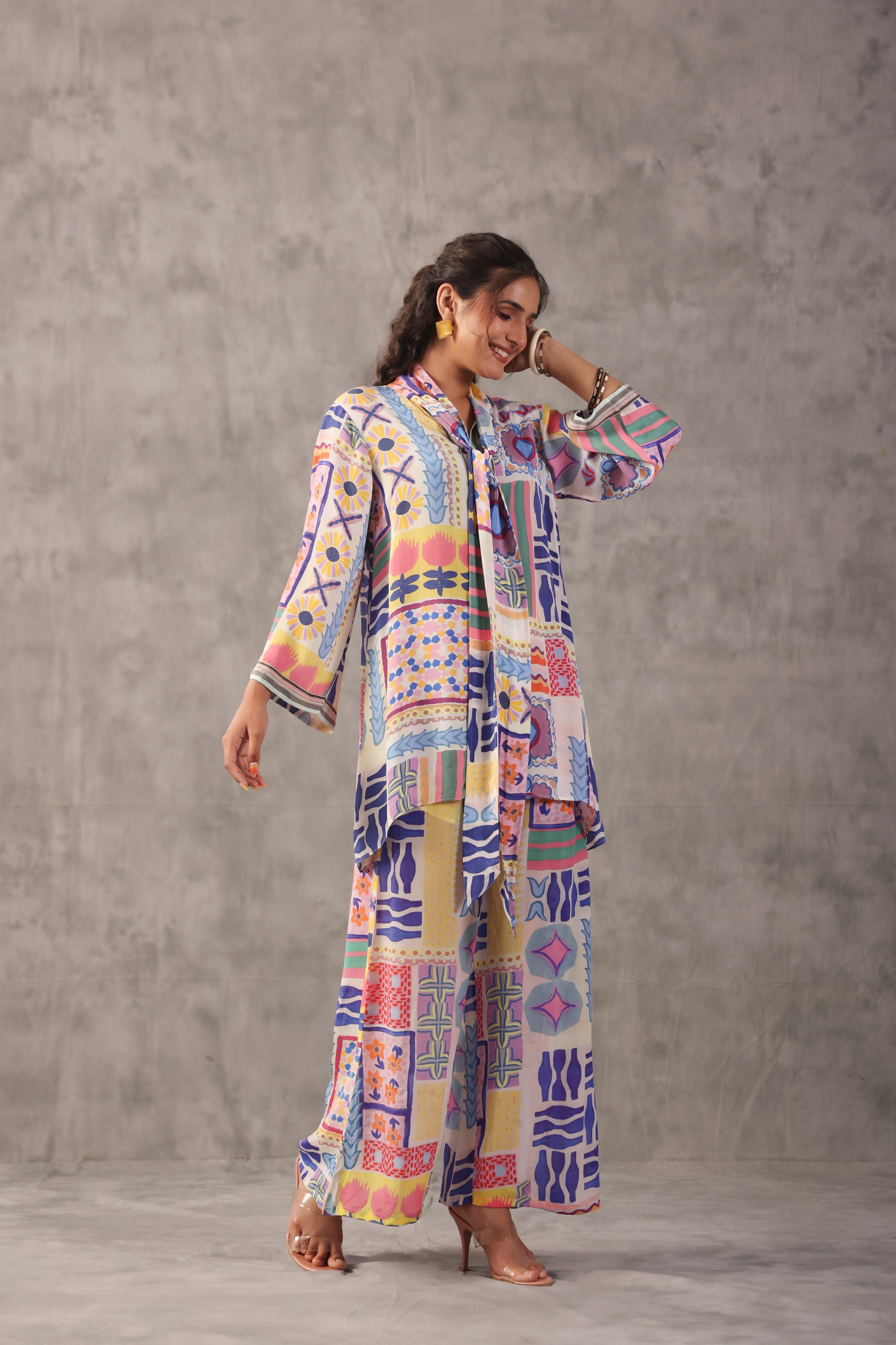 Flora Abstract Printed Crepe Silk Co-Ord Set