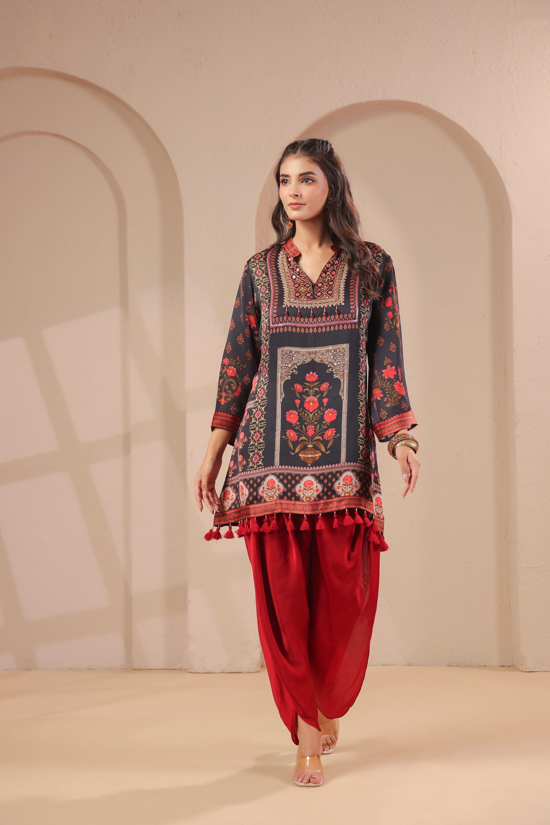 Royal Floral Printed Modal Silk Kurta Set