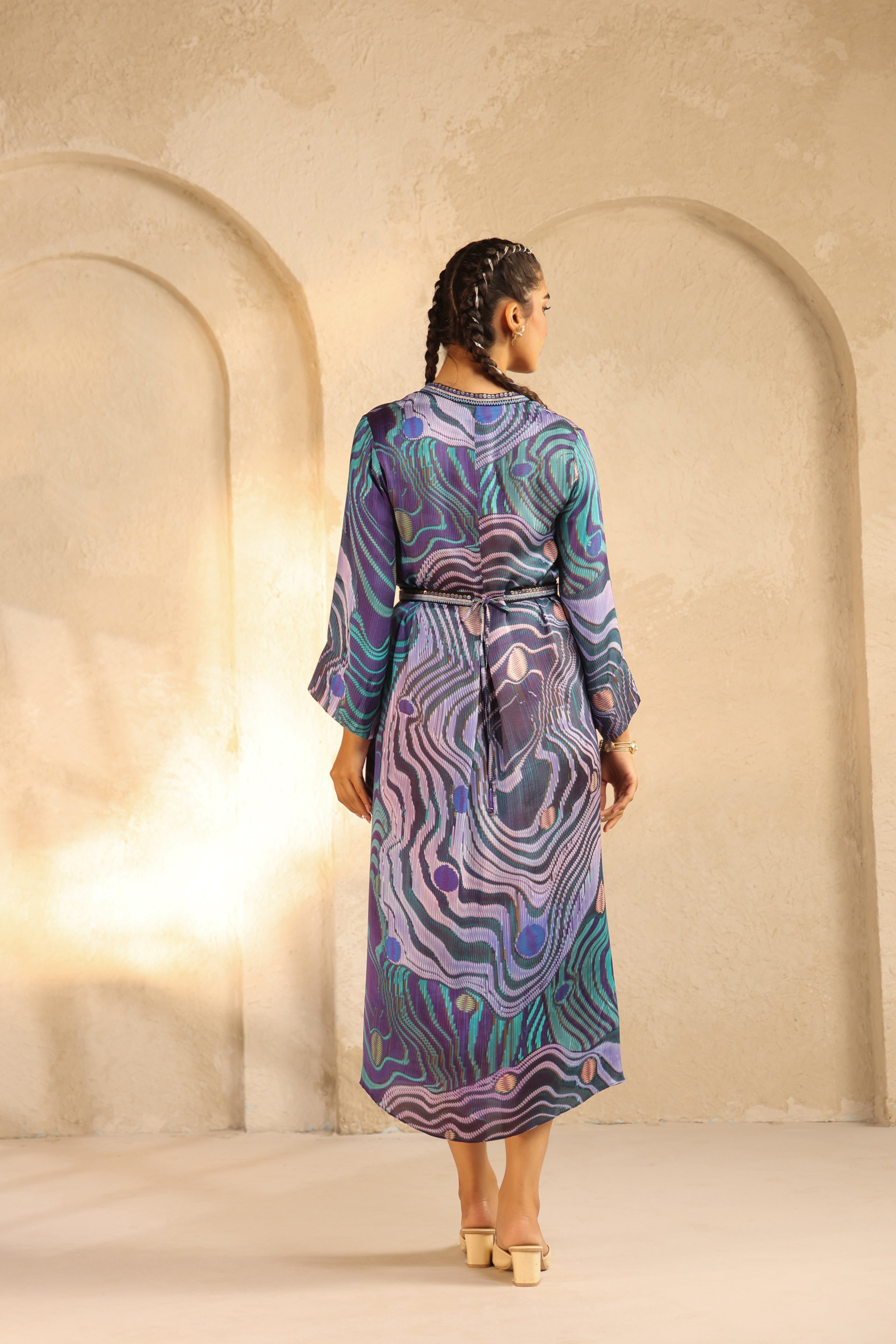 Deep Purple Printed Modal Satin Dress