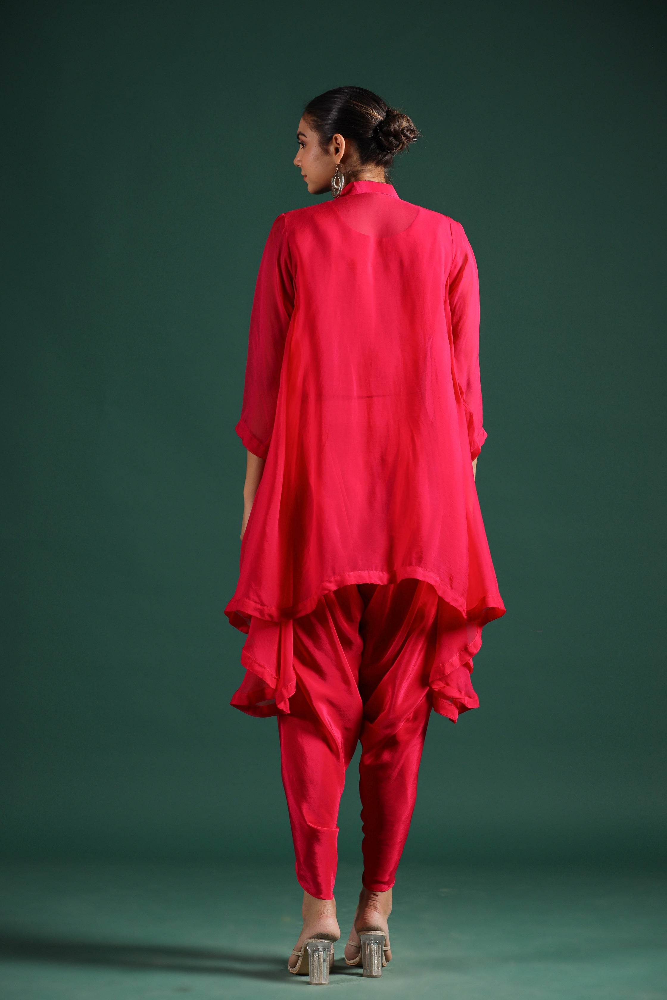 Photo of Red and blue kurta with dhoti pants for mehendi