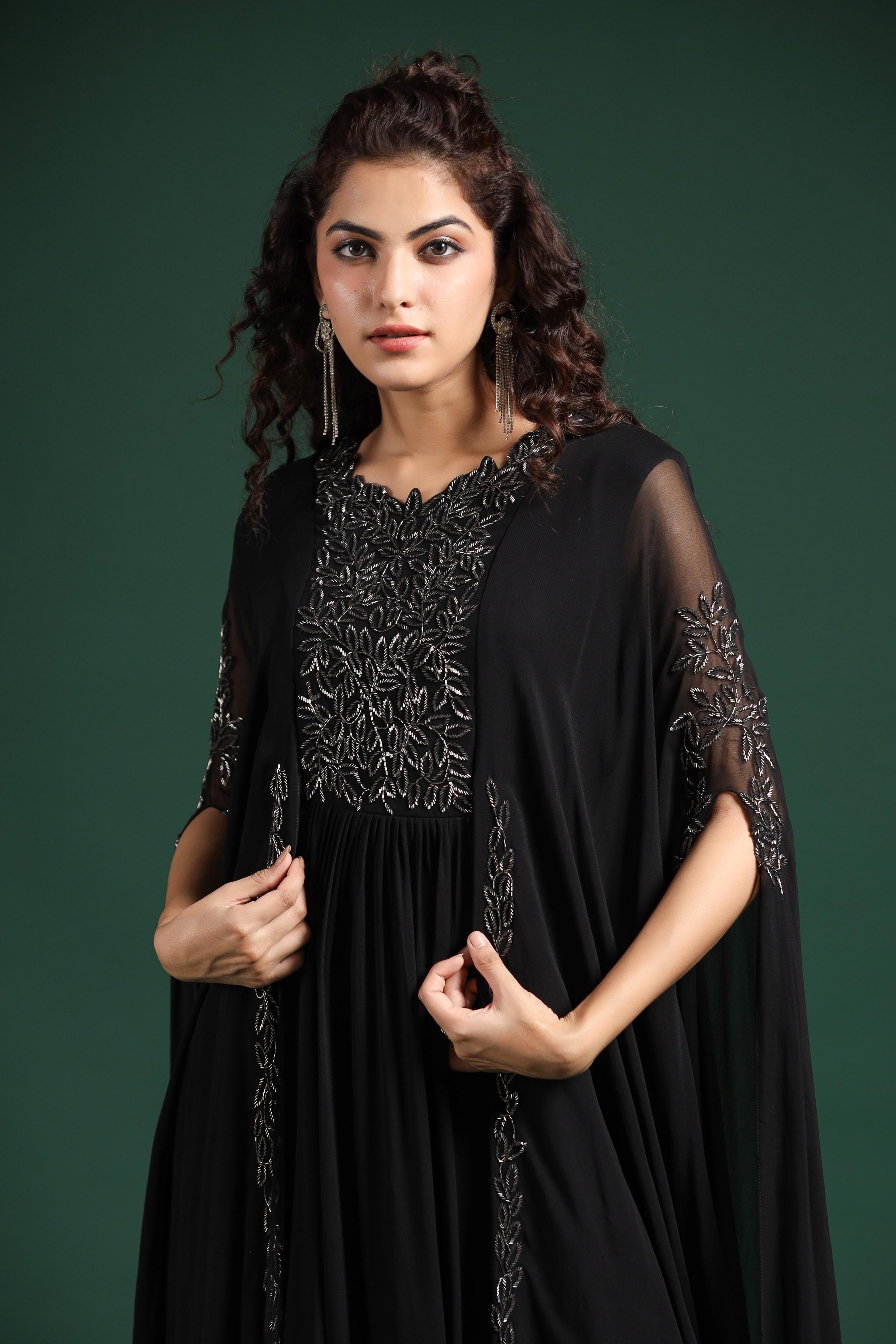 Georgette cape gown best sale