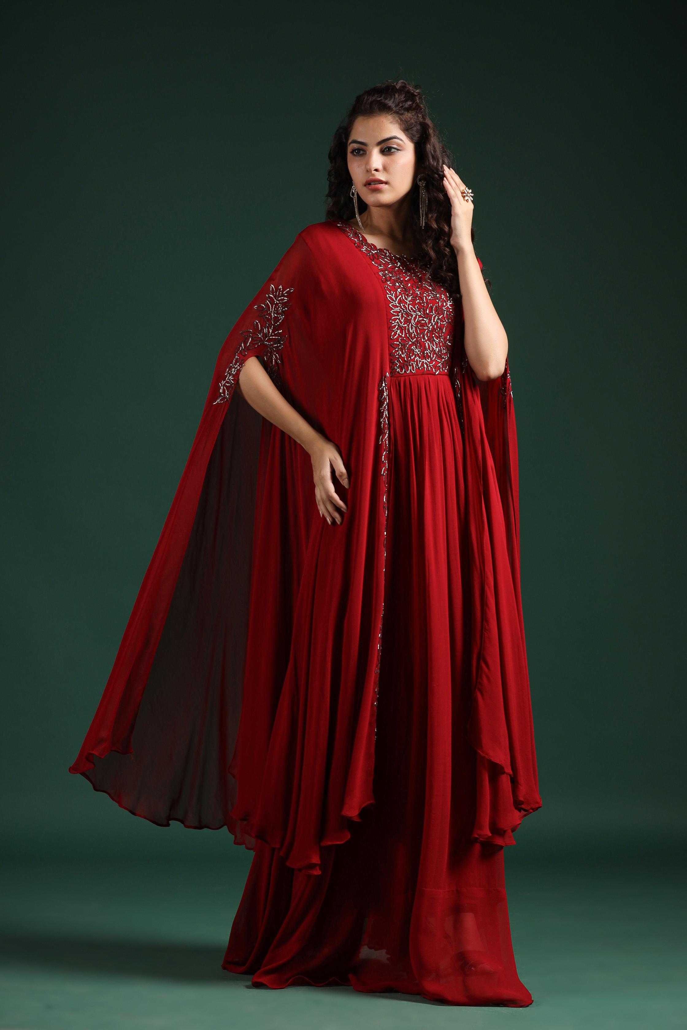 Silk cape outlet gown