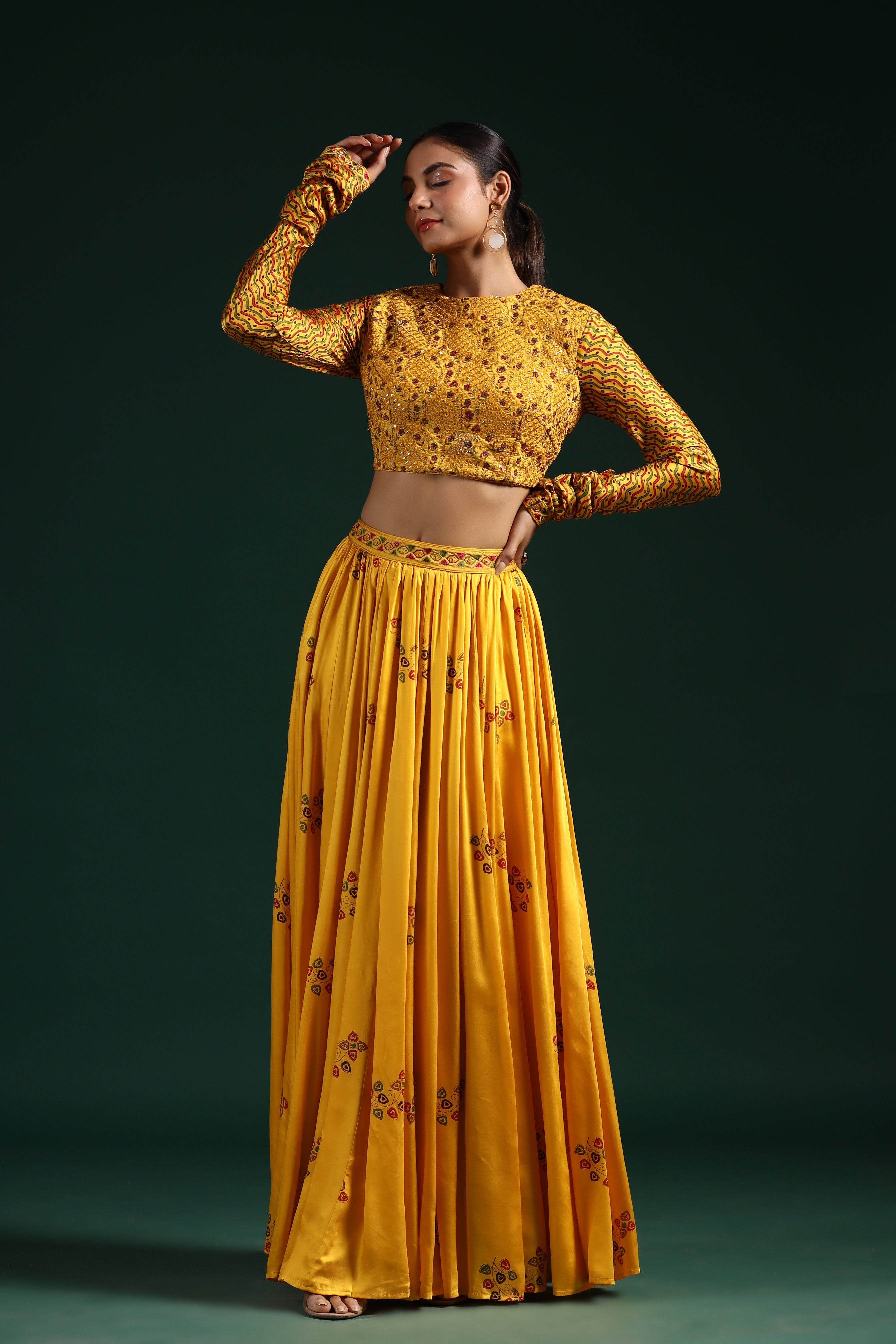 Shae by SASSAFRAS Embellished Net Maxi Flared Skirt - Absolutely Desi