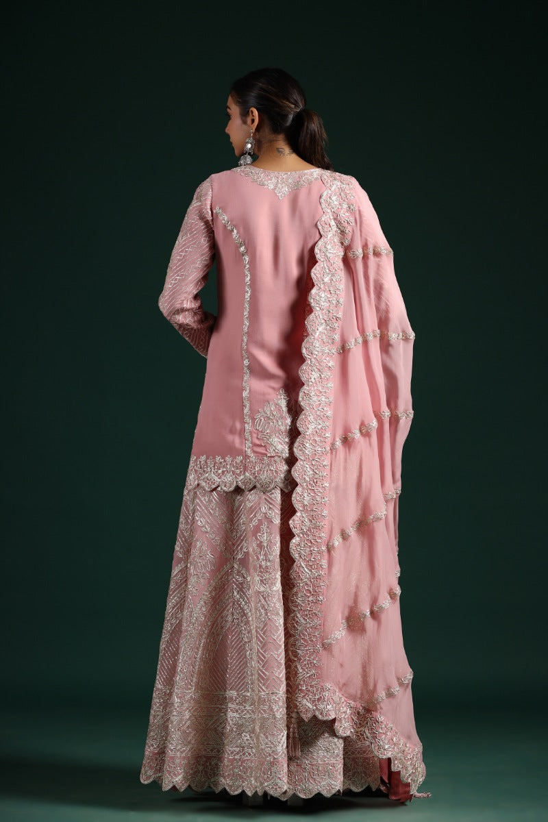 Light Pink Embellished Premium Georgette Silk Palazzo Set