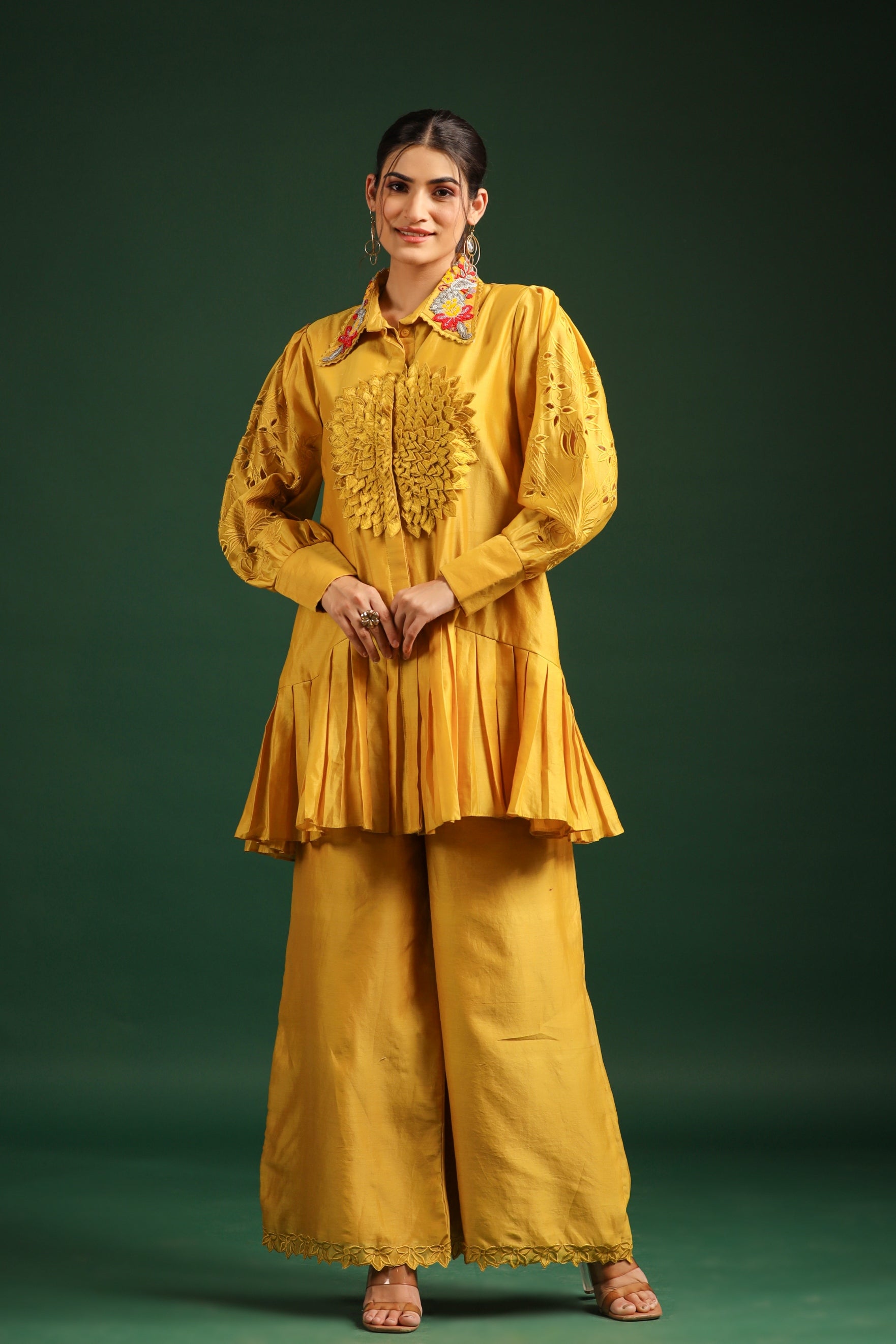 Golden Yellow Chanderi Silk Co-Ord Set