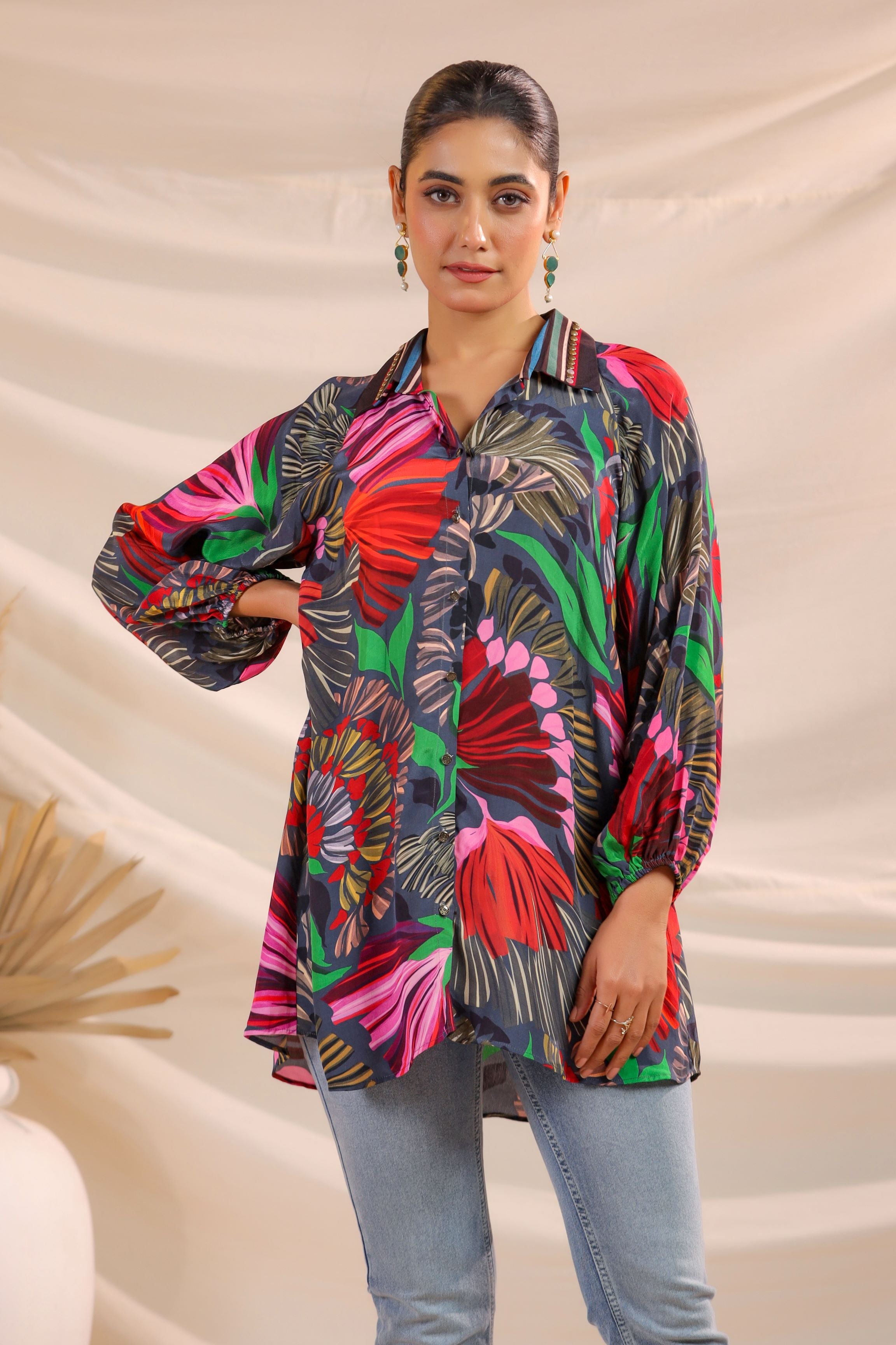 Floral Fantasy Printed Crepe Silk Shirt